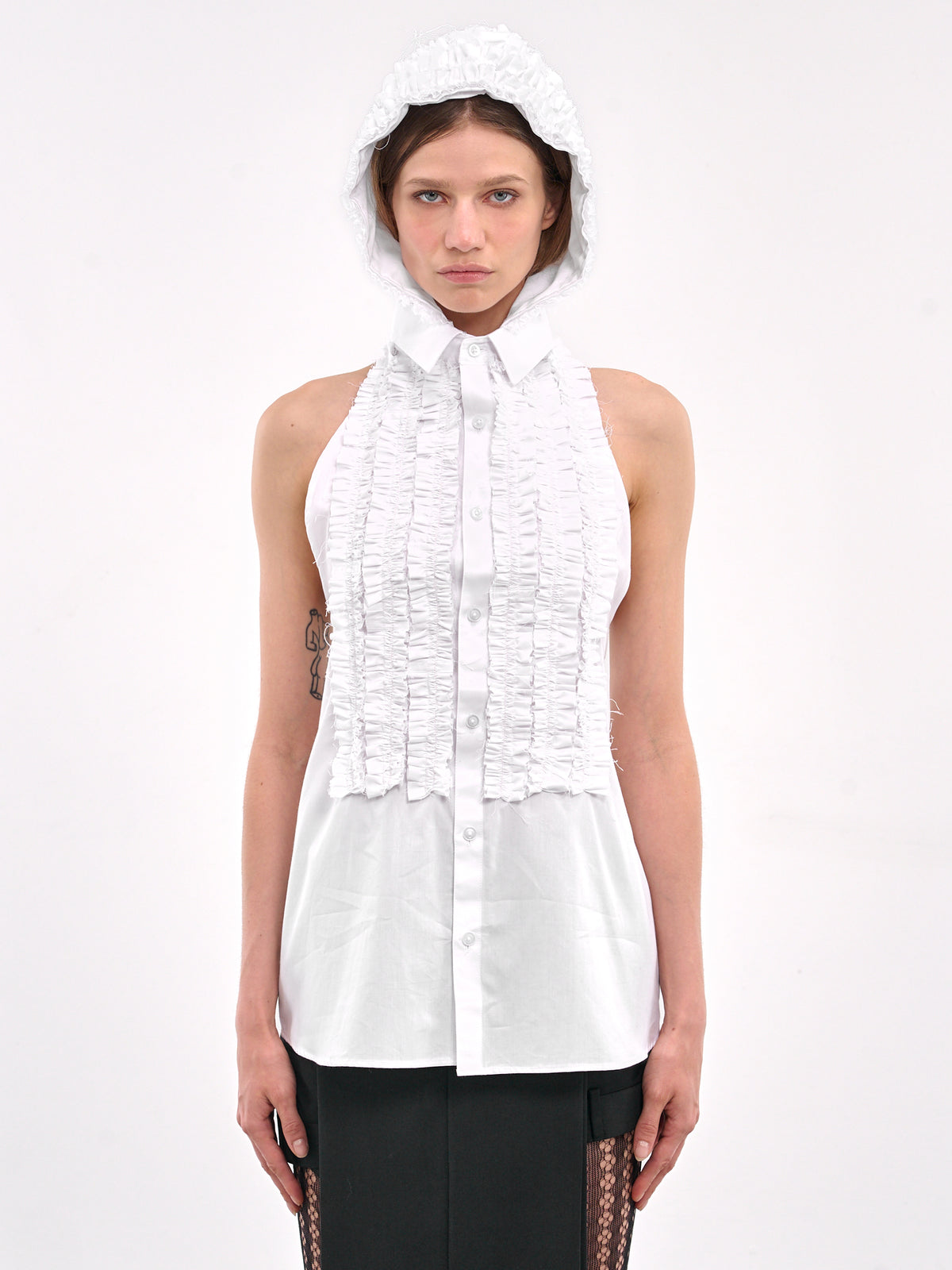 Frill Tank Hoodie (W24092FRH1-WHITE)