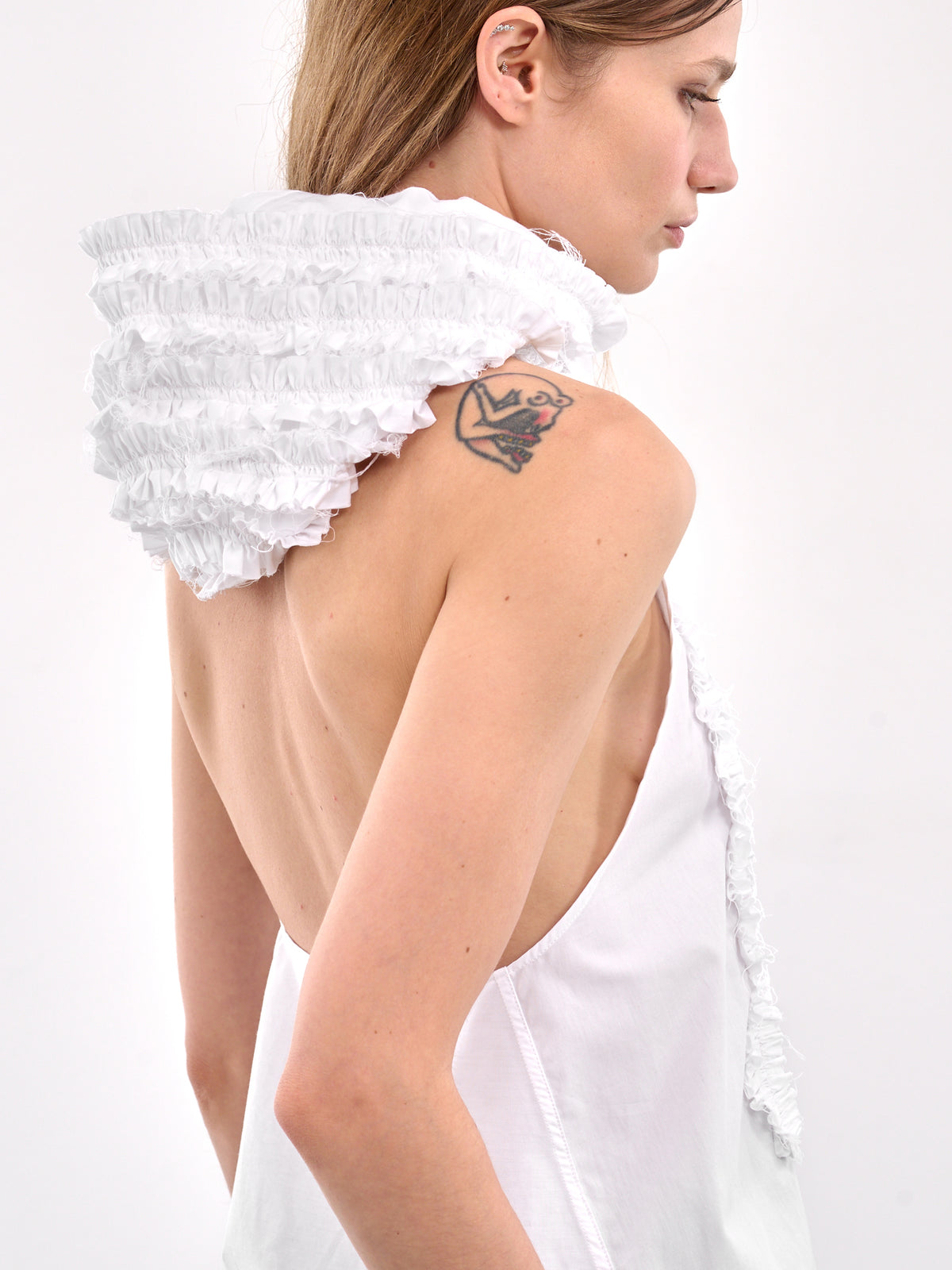 Frill Tank Hoodie (W24092FRH1-WHITE)