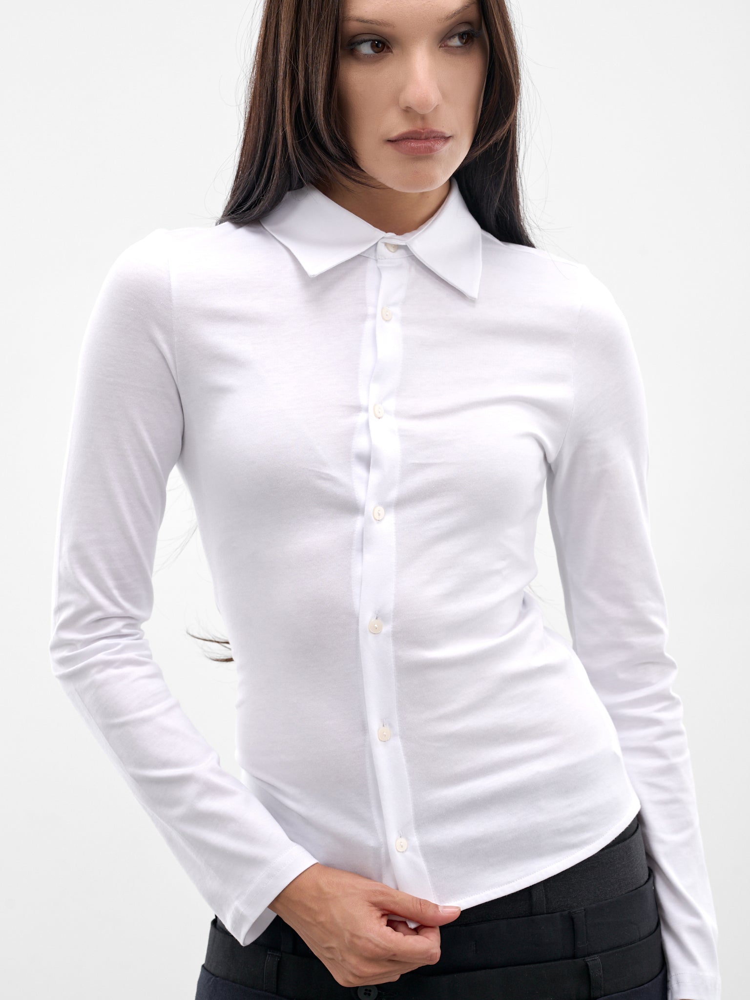 White Wool Baby Fit Shirt (W25924401-WHITE)