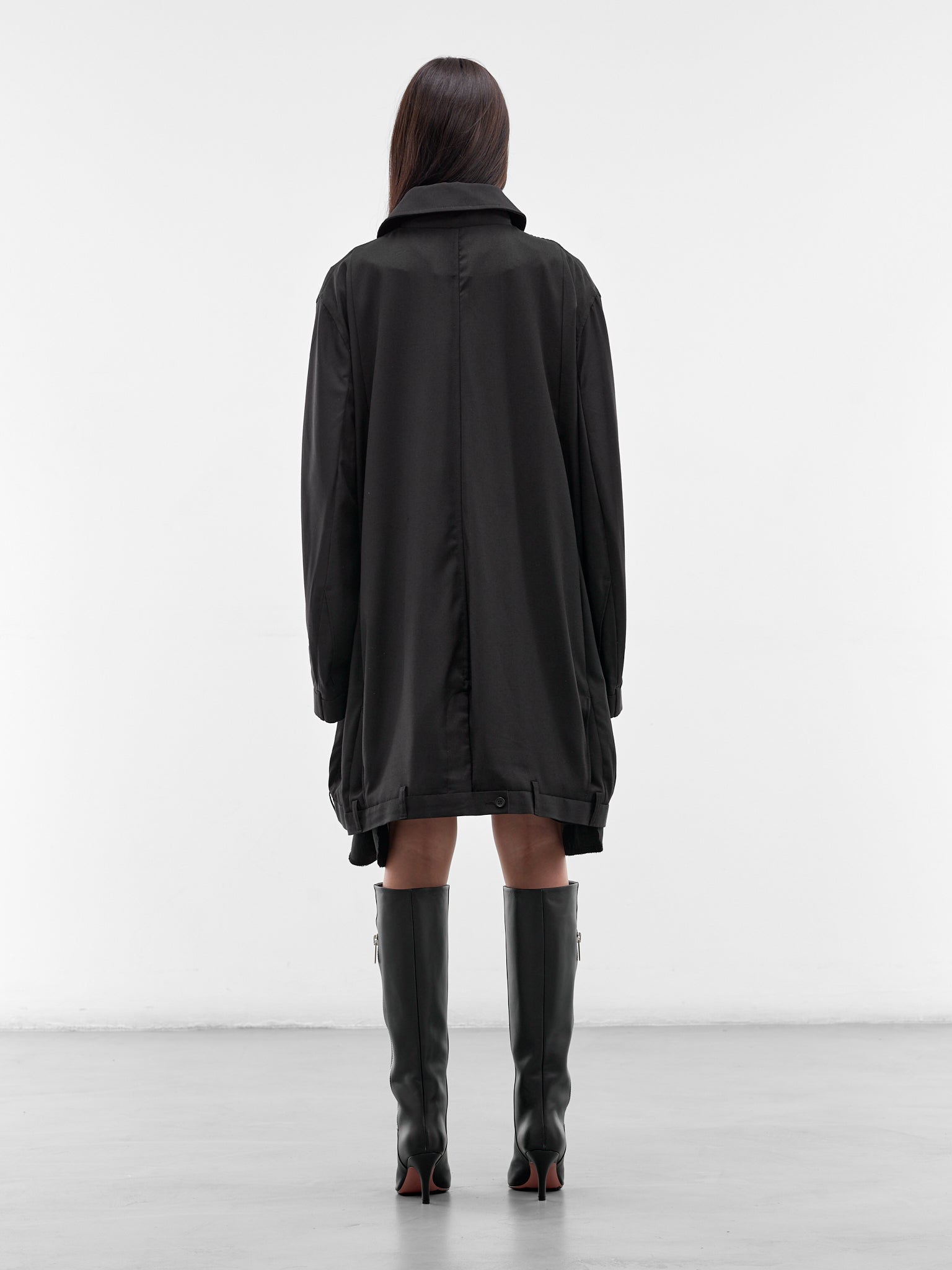 Black Deconstructed USD Trench Coat (W25960702-BLACK)