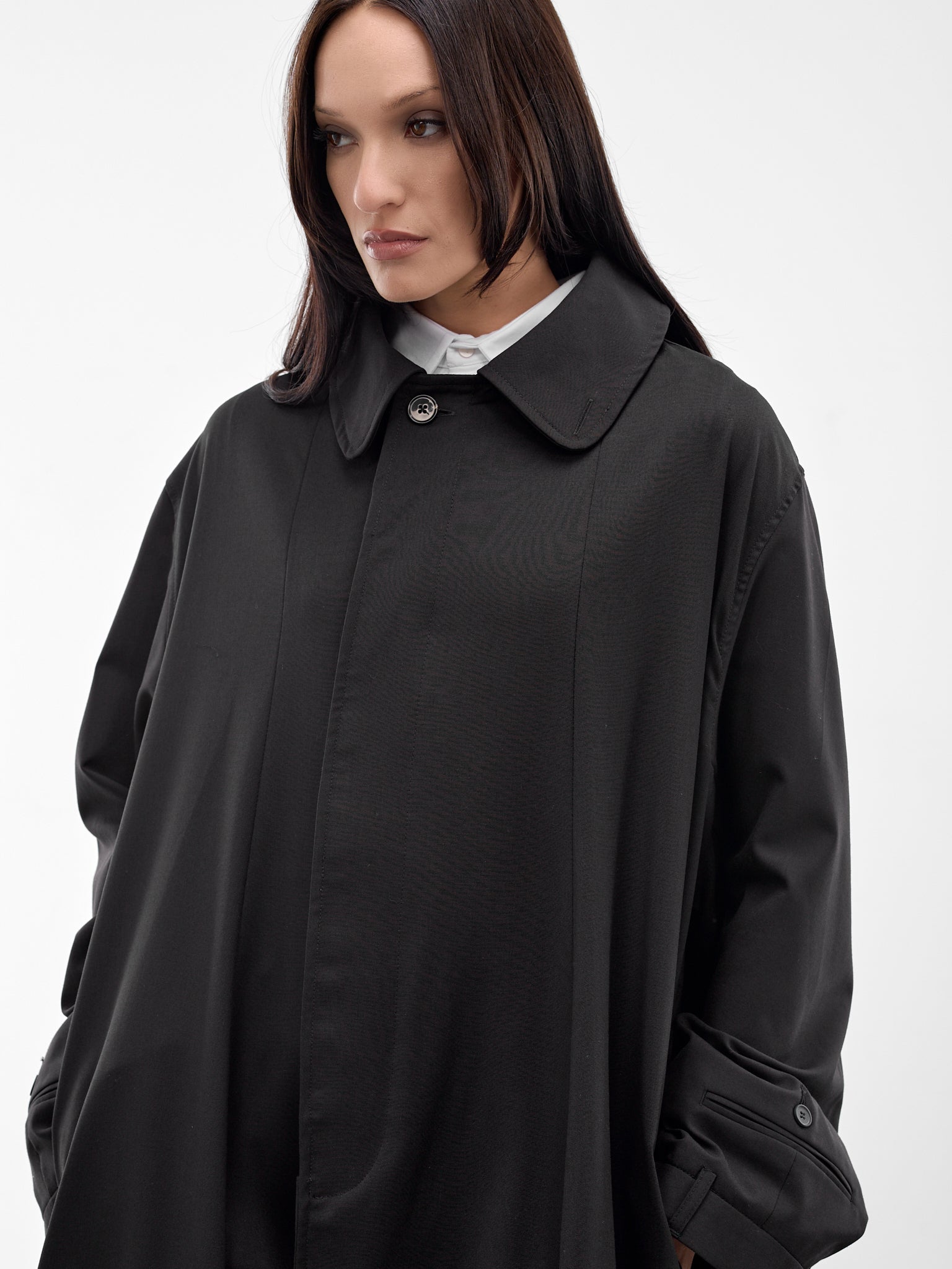 Black Deconstructed USD Trench Coat (W25960702-BLACK)