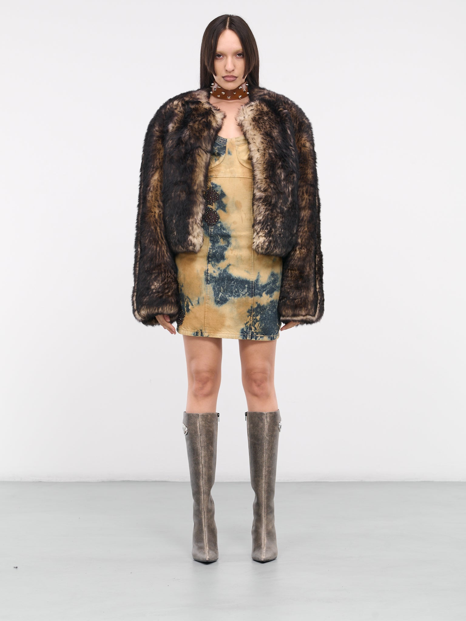 denim dress with fur Show Me Your Mumu Rockefeller Mini Dress - Subzero Indigo