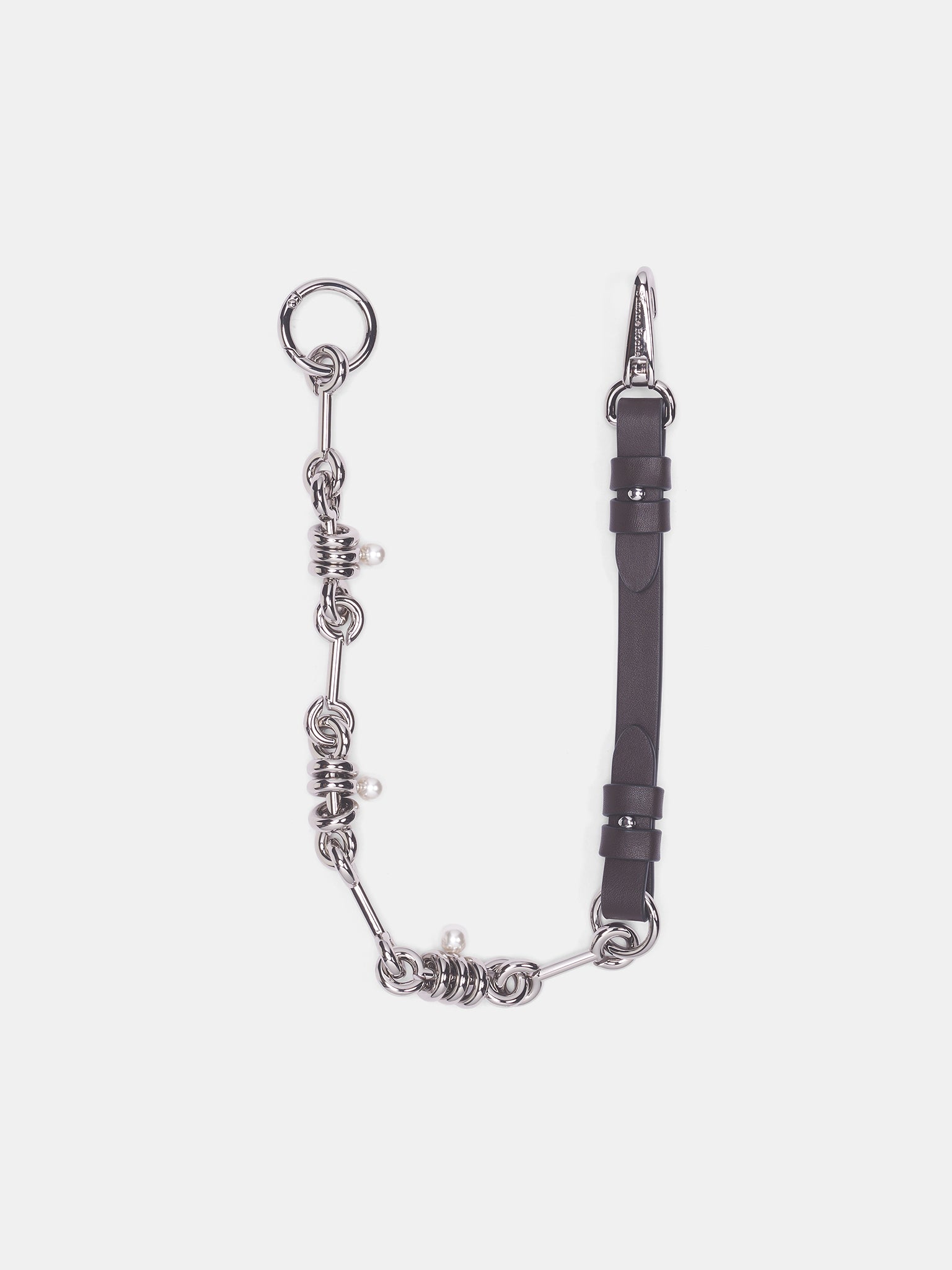 Leather & Pearl Wallet Chain (WALLET-CHAIN-10-M-0900-PALLADI)
