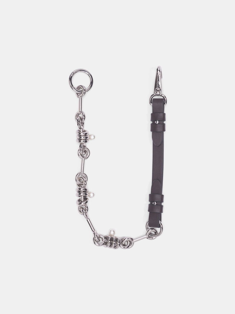 Leather & Pearl Wallet Chain (WALLET-CHAIN-10-M-0900-PALLADI)