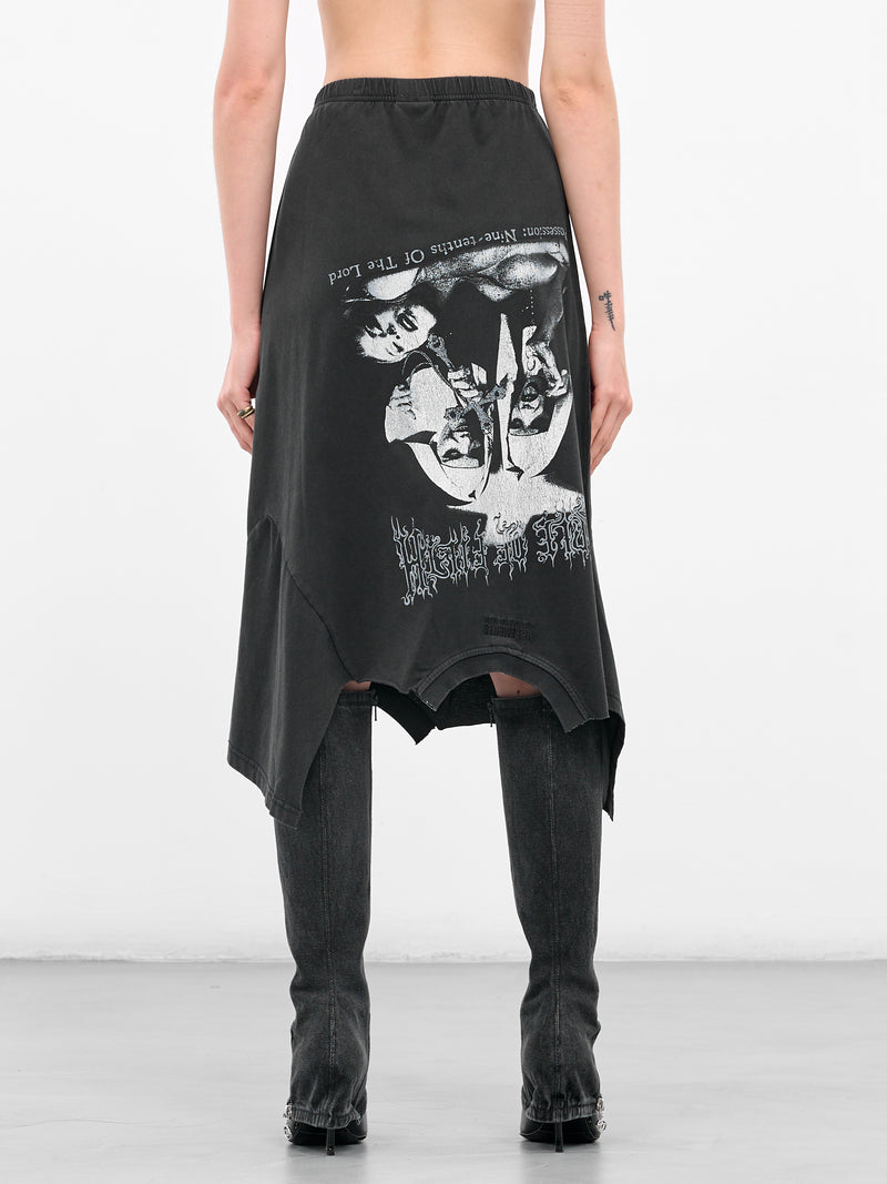Black Deconstructed Graphic T-Shirt Skirt (WCF76SK690M-WASHED-BLACK)