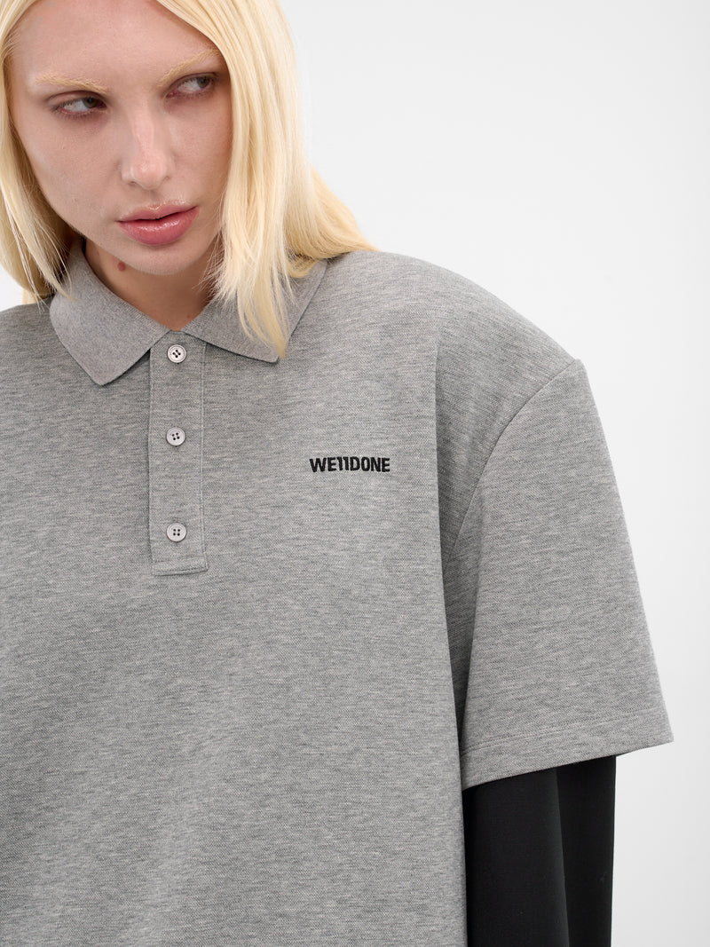 Gray Layered Polo Blazer Top (WD-BL3-25-105-M-GY-GREY)