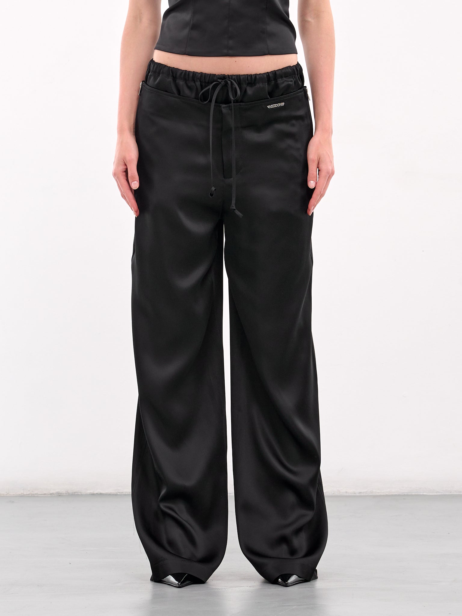 Layered Zip Detail Trousers (WD-PT1-25-251-BLACK)
