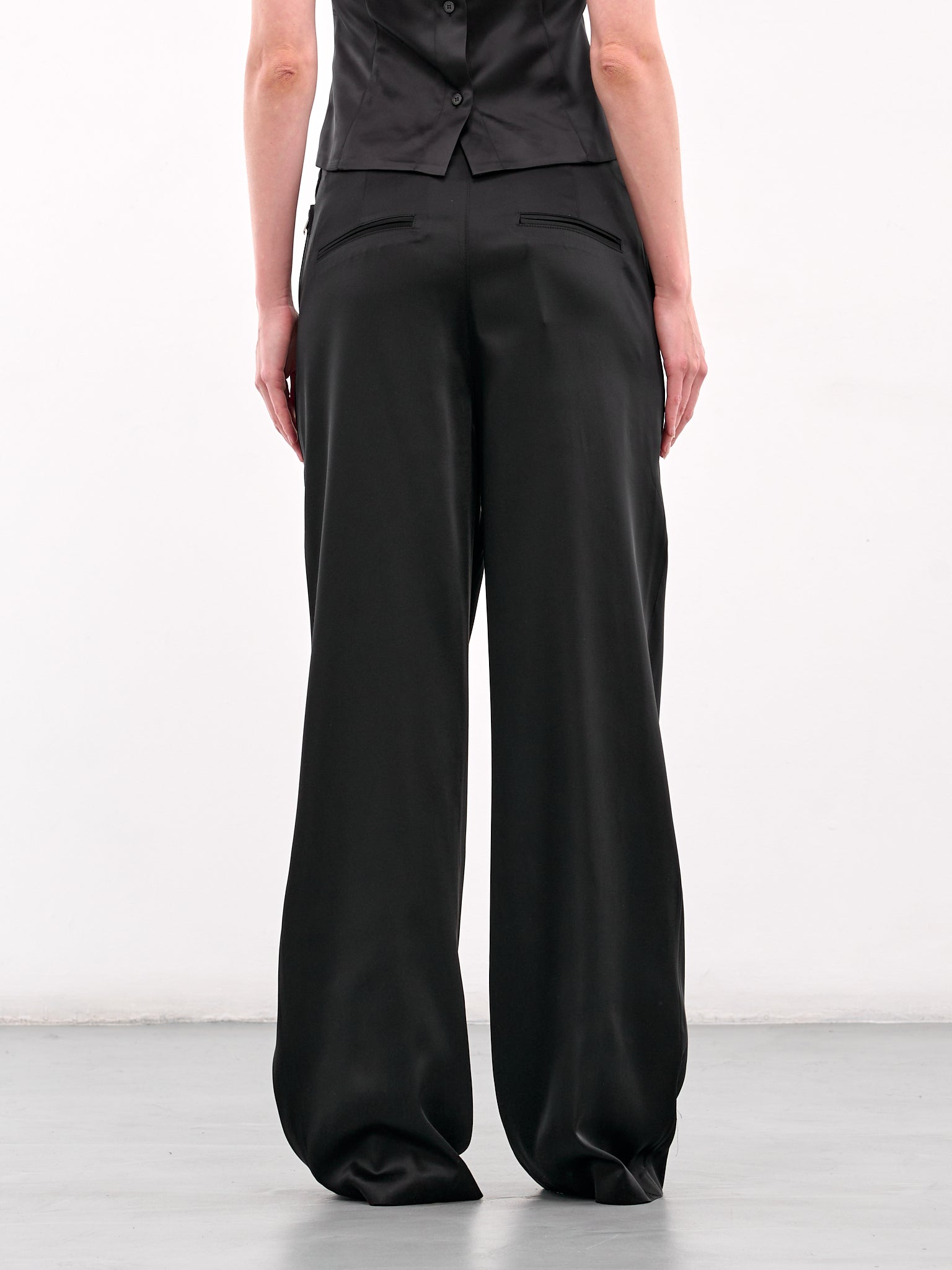 Layered Zip Detail Trousers (WD-PT1-25-251-BLACK)