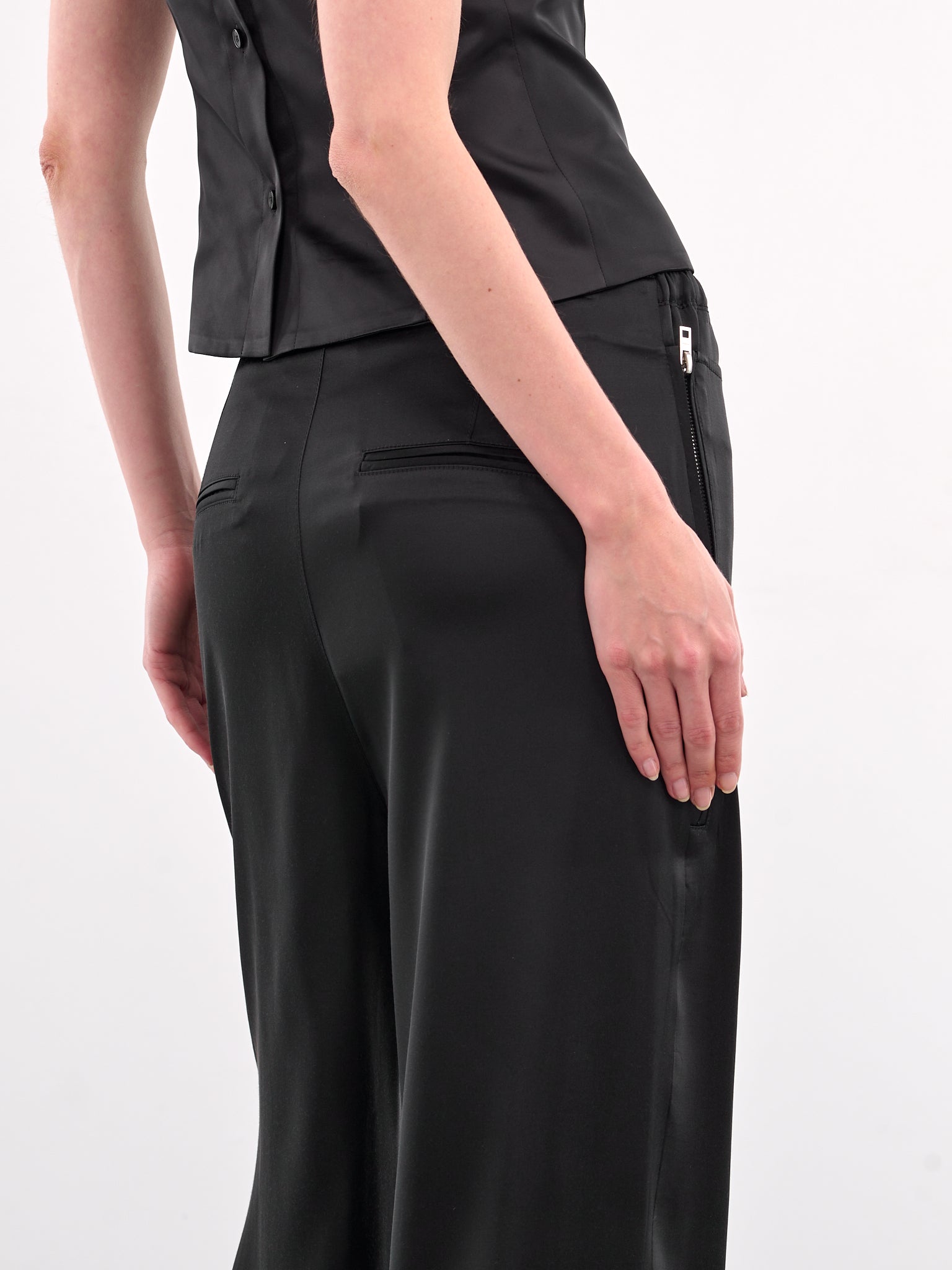 Layered Zip Detail Trousers (WD-PT1-25-251-BLACK)