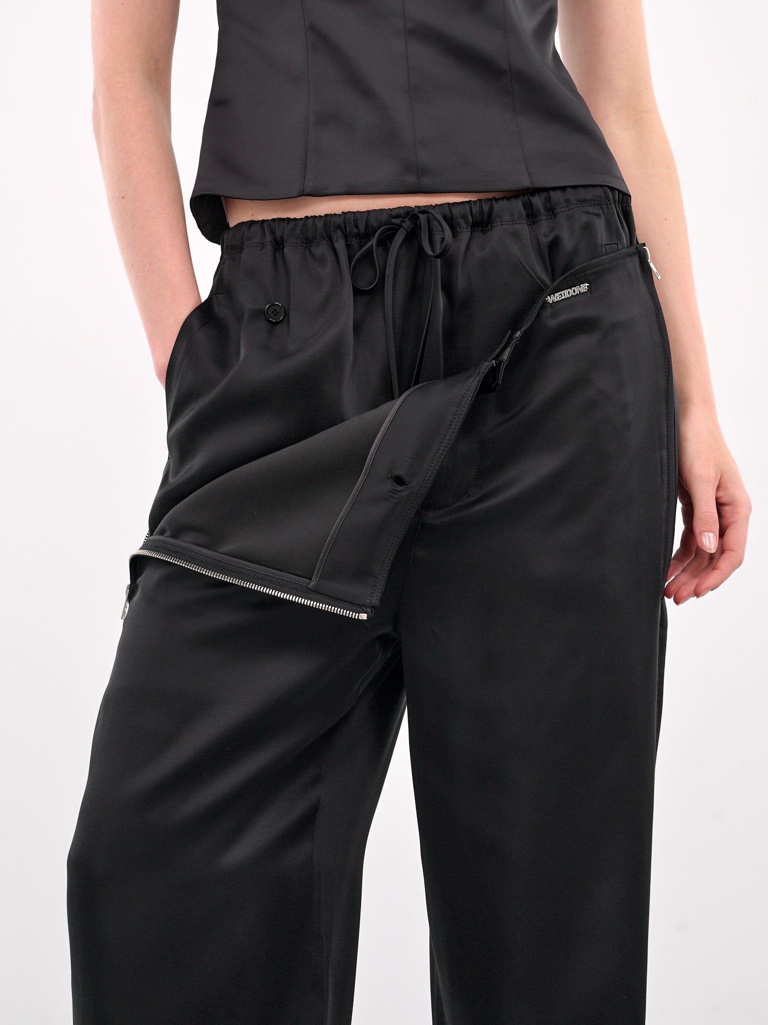 Layered Zip Detail Trousers (WD-PT1-25-251-BLACK)