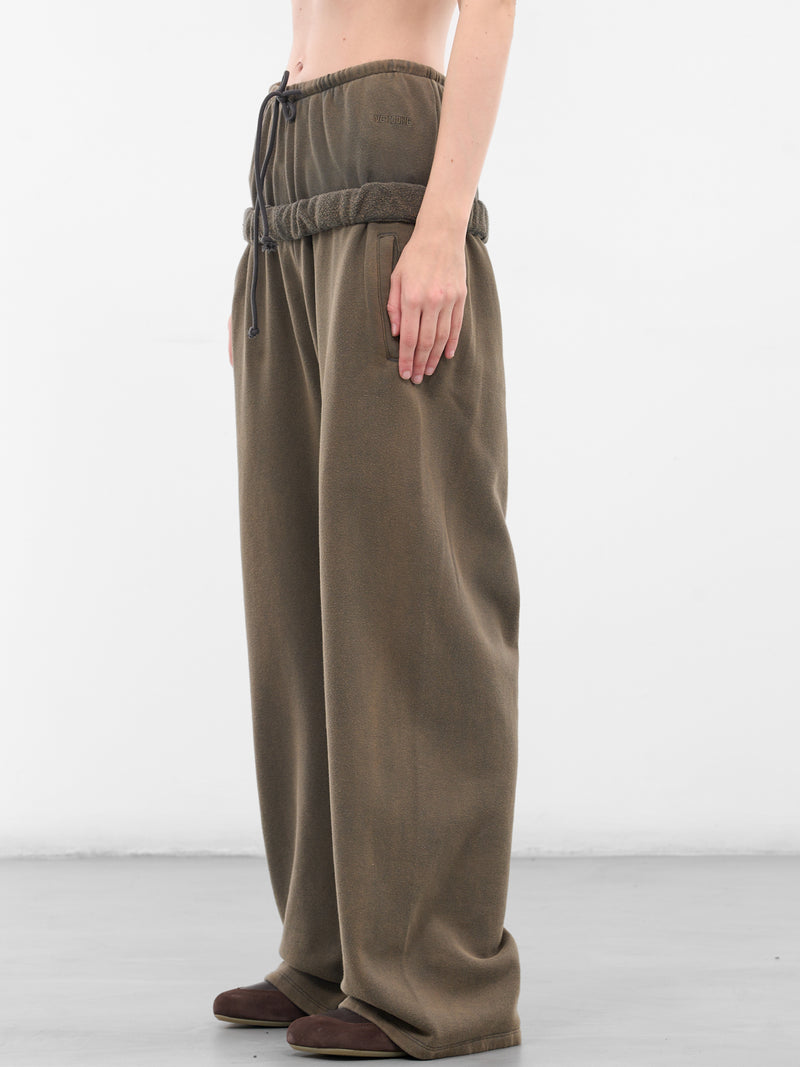 Charcoal Layered Wide Leg Sweatpants (WD-TA3-25-706-WCH-CHARCOAL)