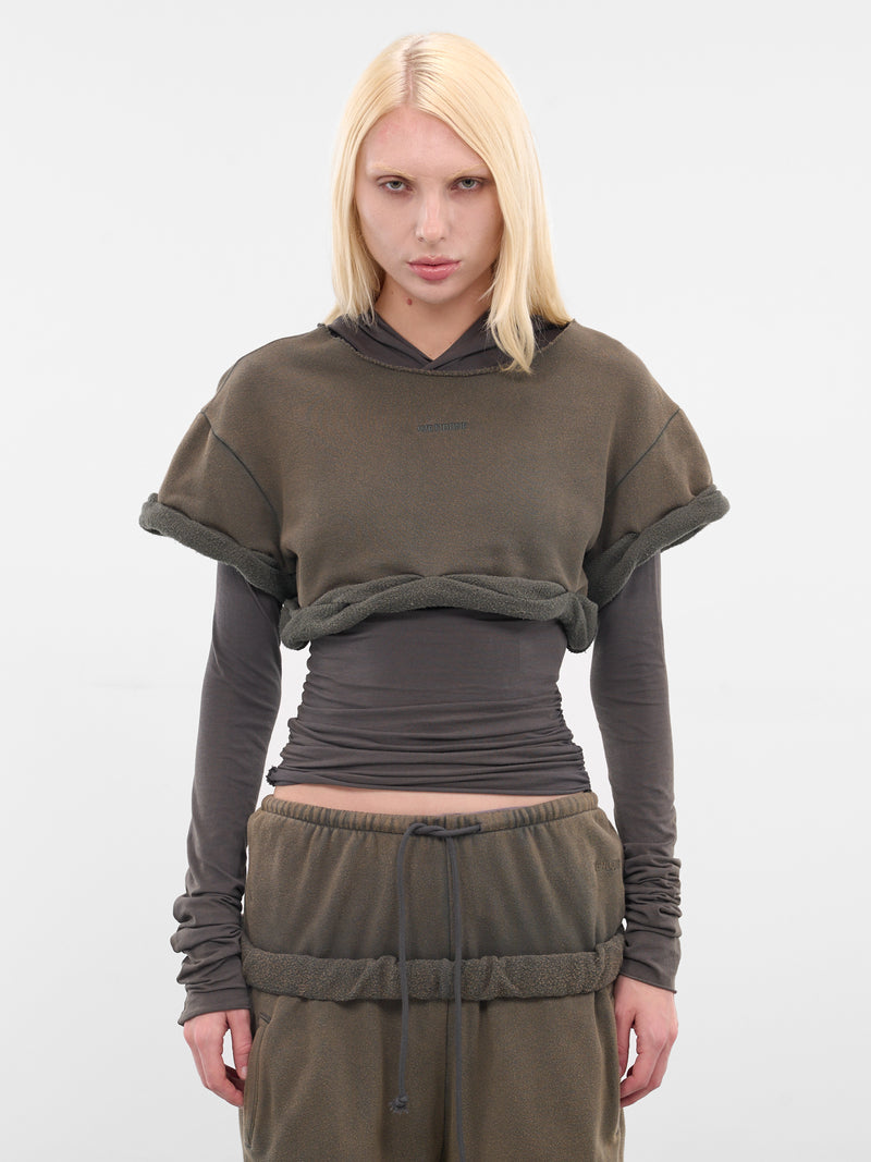 Charcoal Layered Rolled-Up Hoodie (WD-TH3-25-830-WCH-CHARCOAL)
