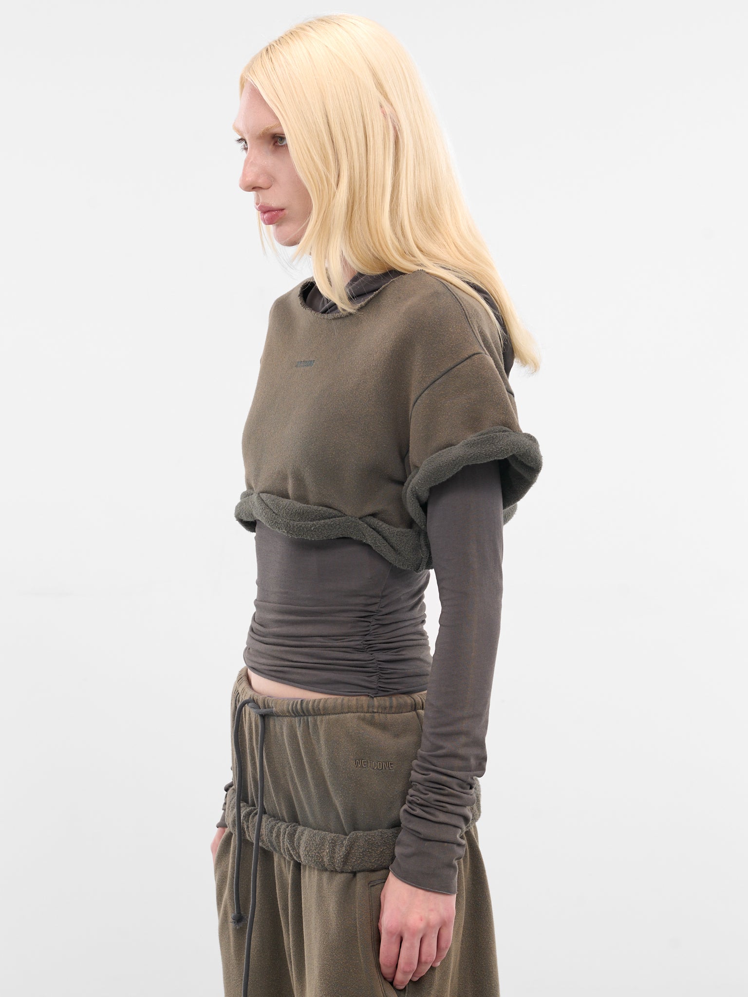 Charcoal Layered Rolled-Up Hoodie (WD-TH3-25-830-WCH-CHARCOAL)