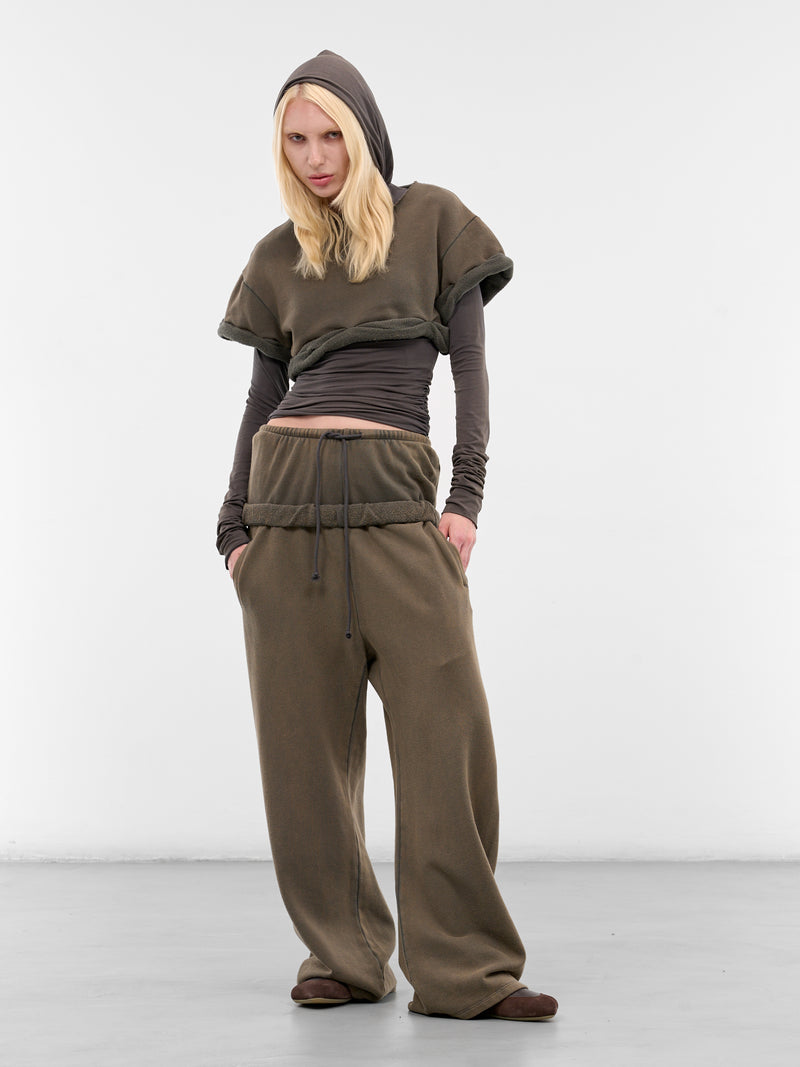 Charcoal Layered Wide Leg Sweatpants (WD-TA3-25-706-WCH-CHARCOAL)