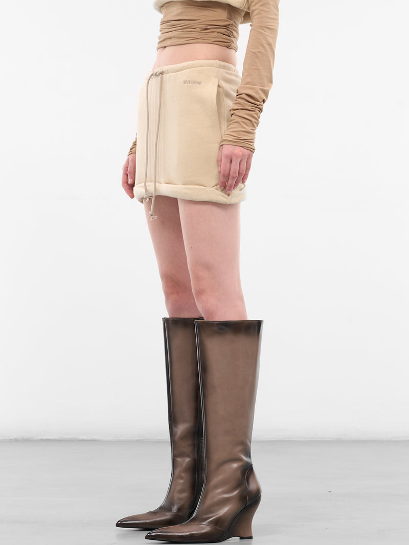 Beige Rolled-Up Mini Skirt (WD-TK3-25-860-WBG-BEIGE)