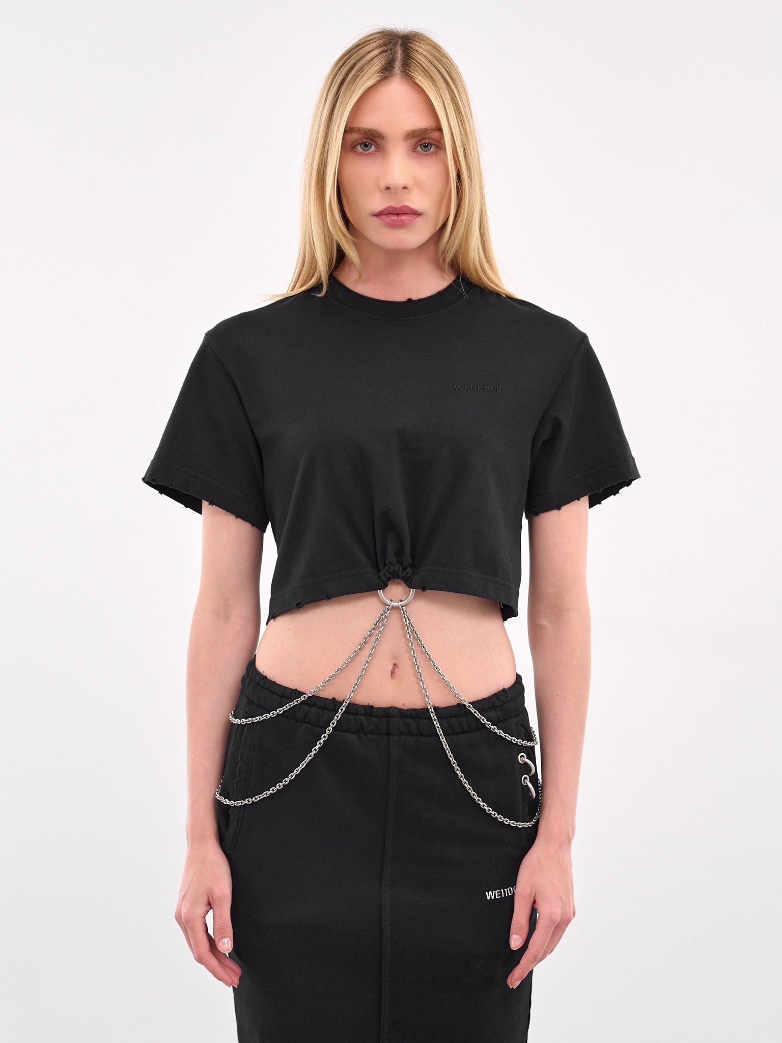 Ring & Chain Crop Tee (WD-TT1-25-721-BLACK)