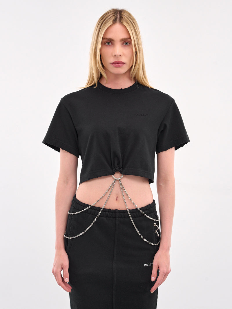 Ring & Chain Crop Tee (WD-TT1-25-721-BLACK)