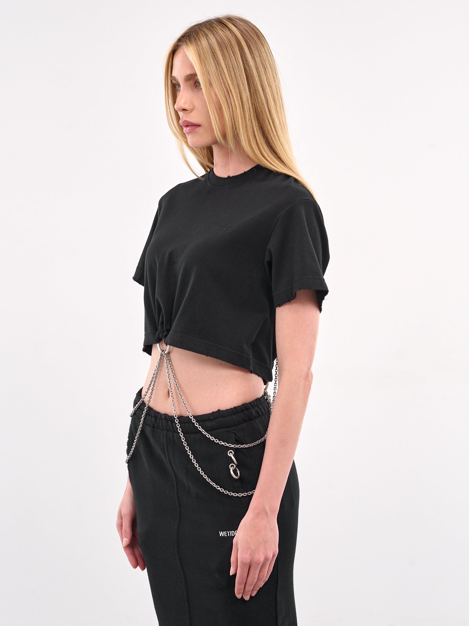 Ring & Chain Crop Tee (WD-TT1-25-721-BLACK)