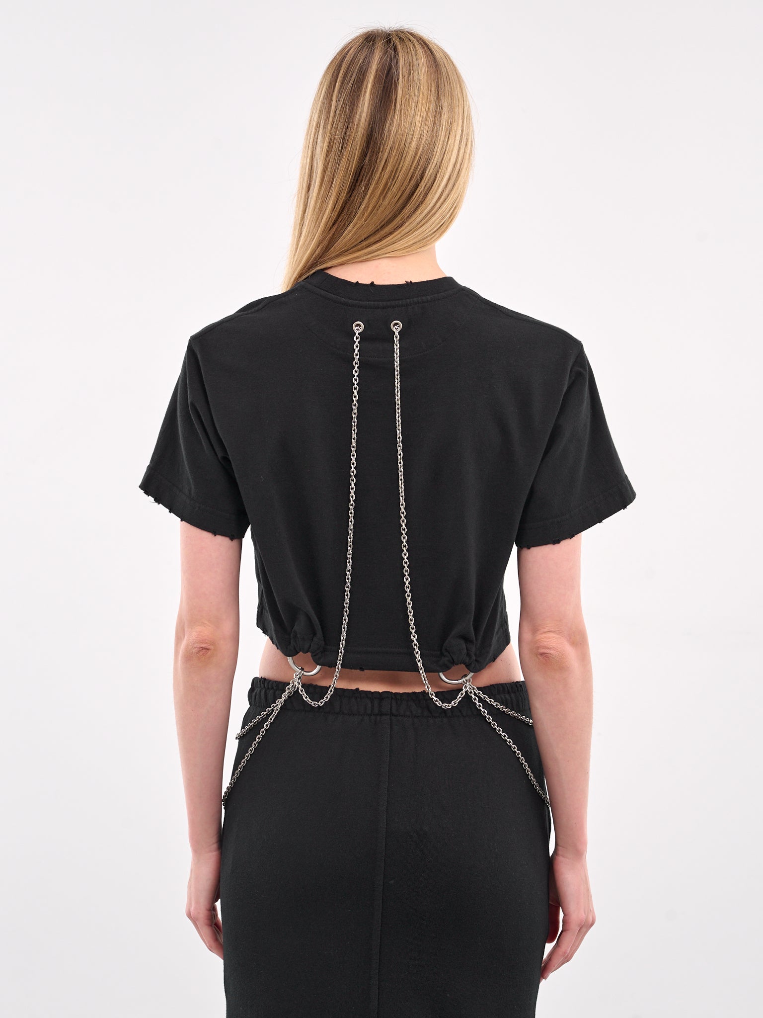Ring & Chain Crop Tee (WD-TT1-25-721-BLACK)