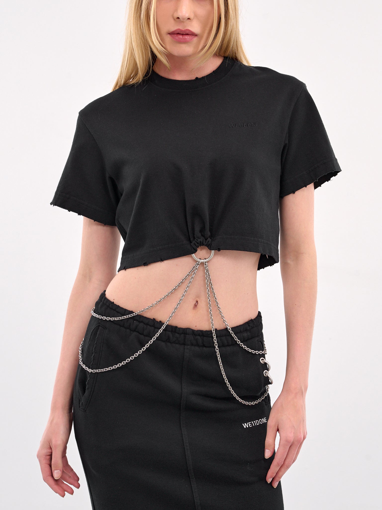 Ring & Chain Crop Tee (WD-TT1-25-721-BLACK)