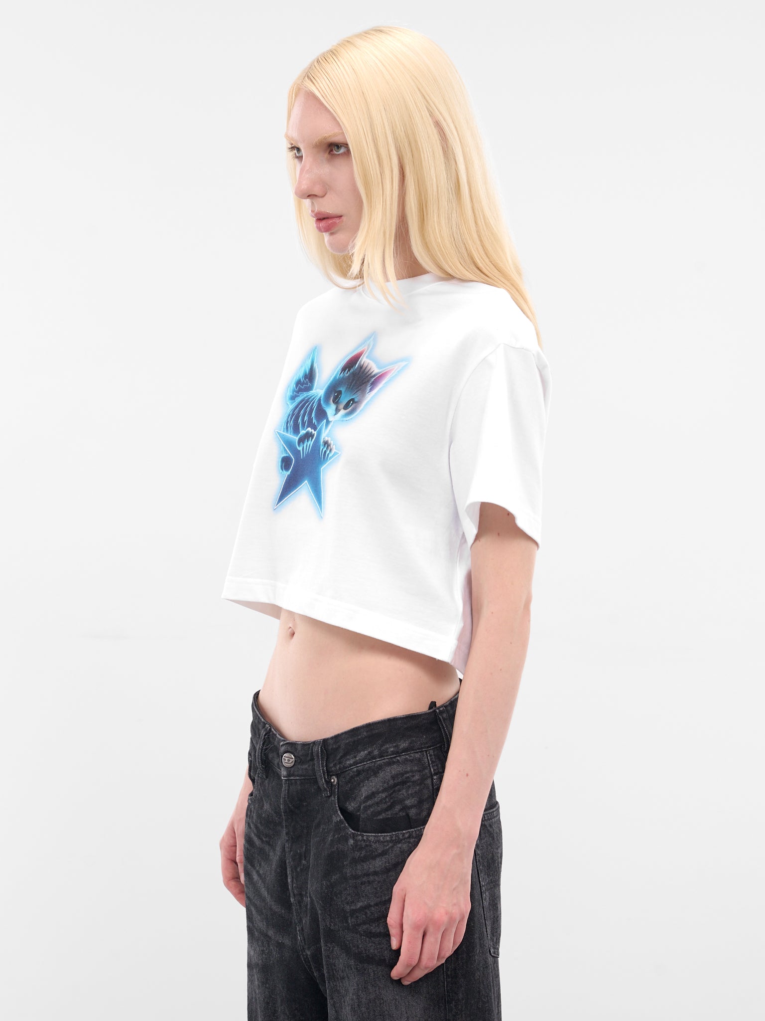 White Graphic Cropped Boxy Tee (WD-TT3-25-741-WWH-WHITE)