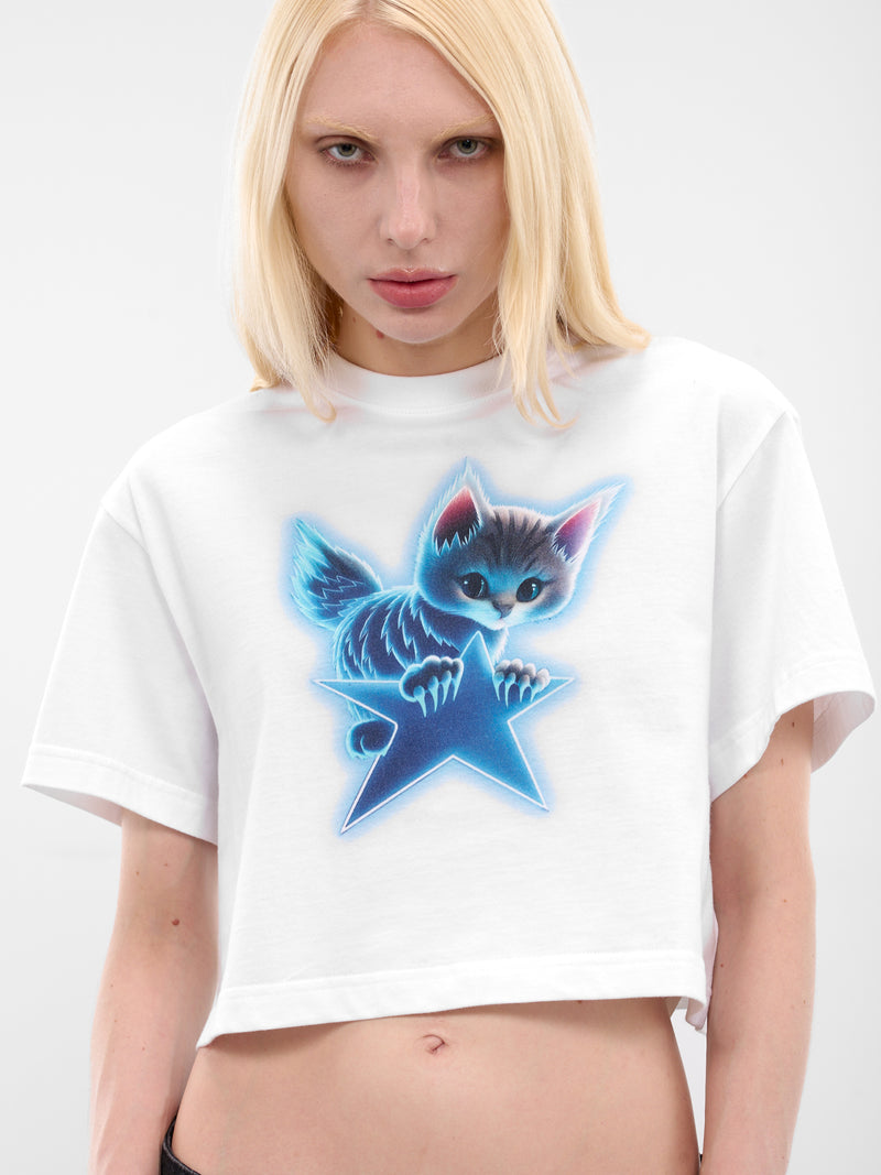 White Graphic Cropped Boxy Tee (WD-TT3-25-741-WWH-WHITE)