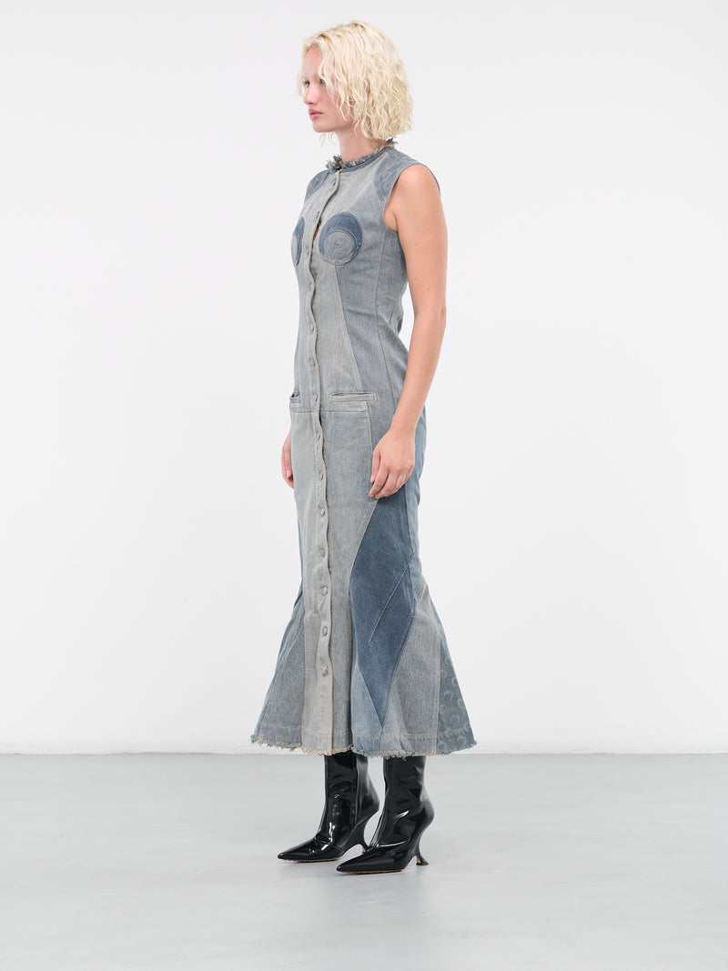 Regenerated Denim Evening Dress (WDR048-UDEN0002-GR30-GRAY)