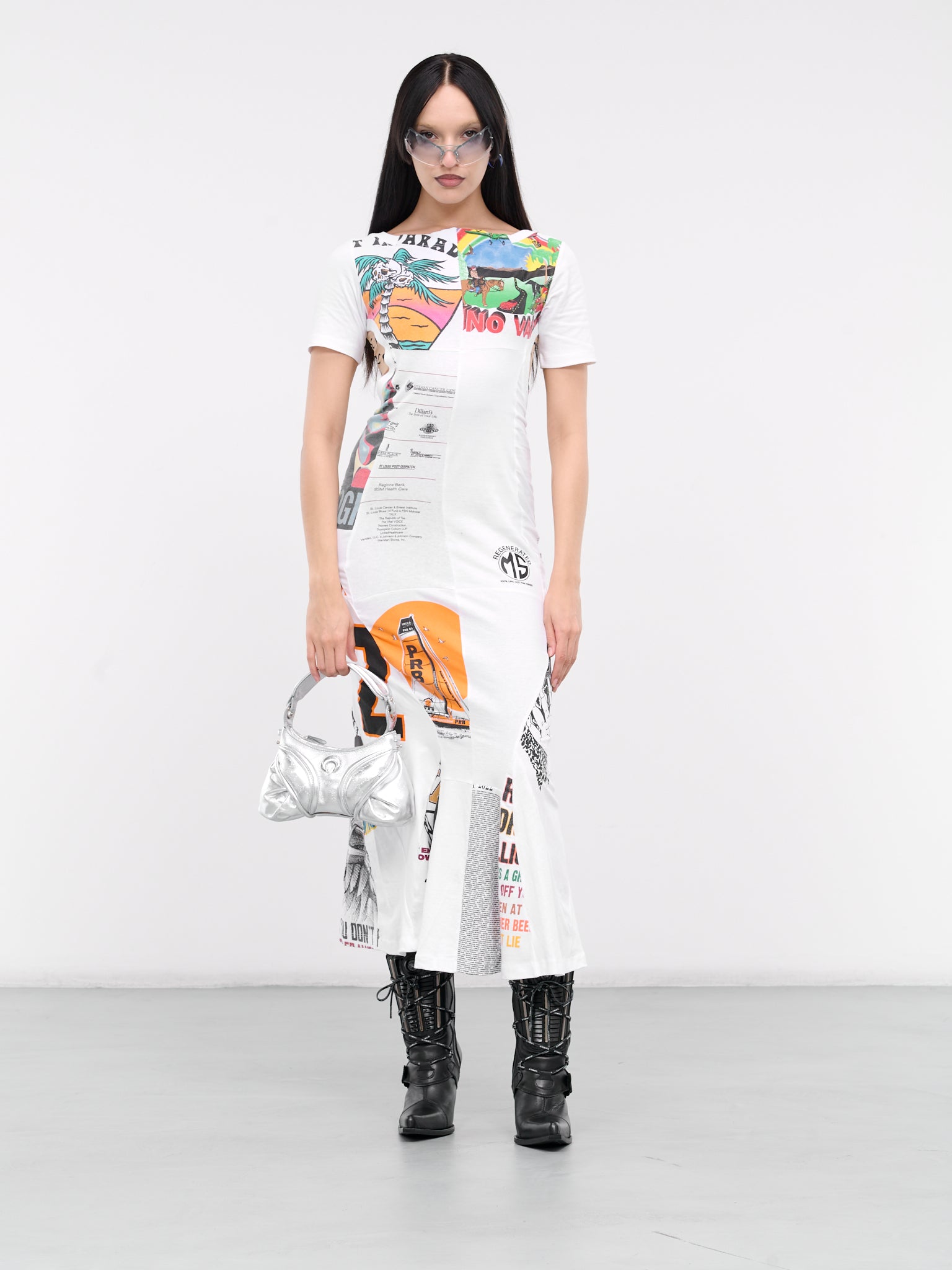 Regenerated Graphic Tee Dress (WDR229-UJER0003-WHITE)
