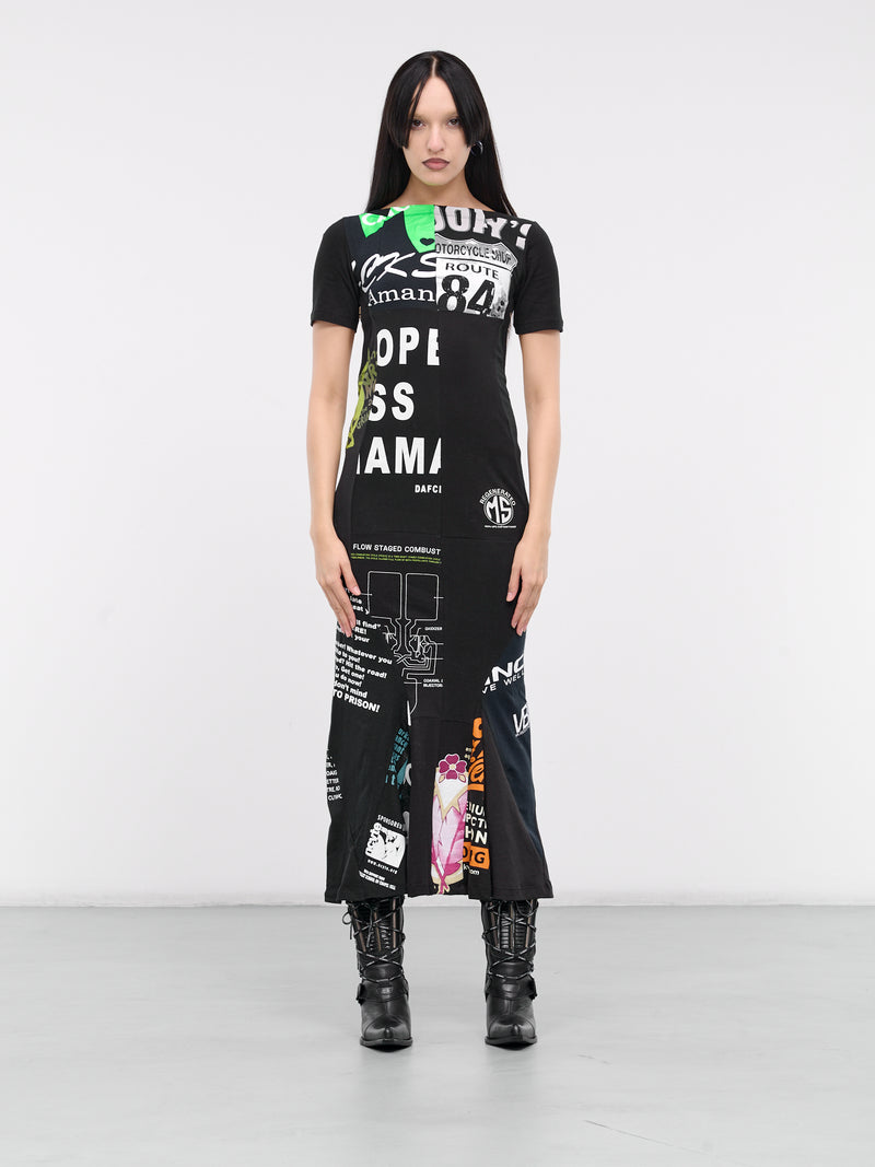 Regenerated Graphic Tee Dress (WDR229-UJER0003-BLACK)