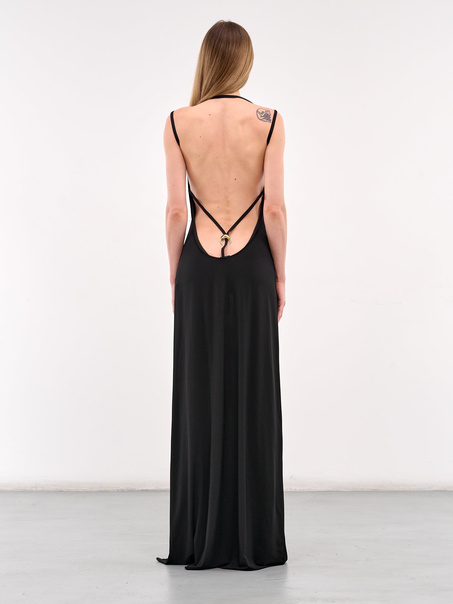 Draped Jersey Thong Dress (WDR335A-CJER0022-BLACK) Draped Jersey Thong Dress (WDR335A-CJER0022-BLACK)
