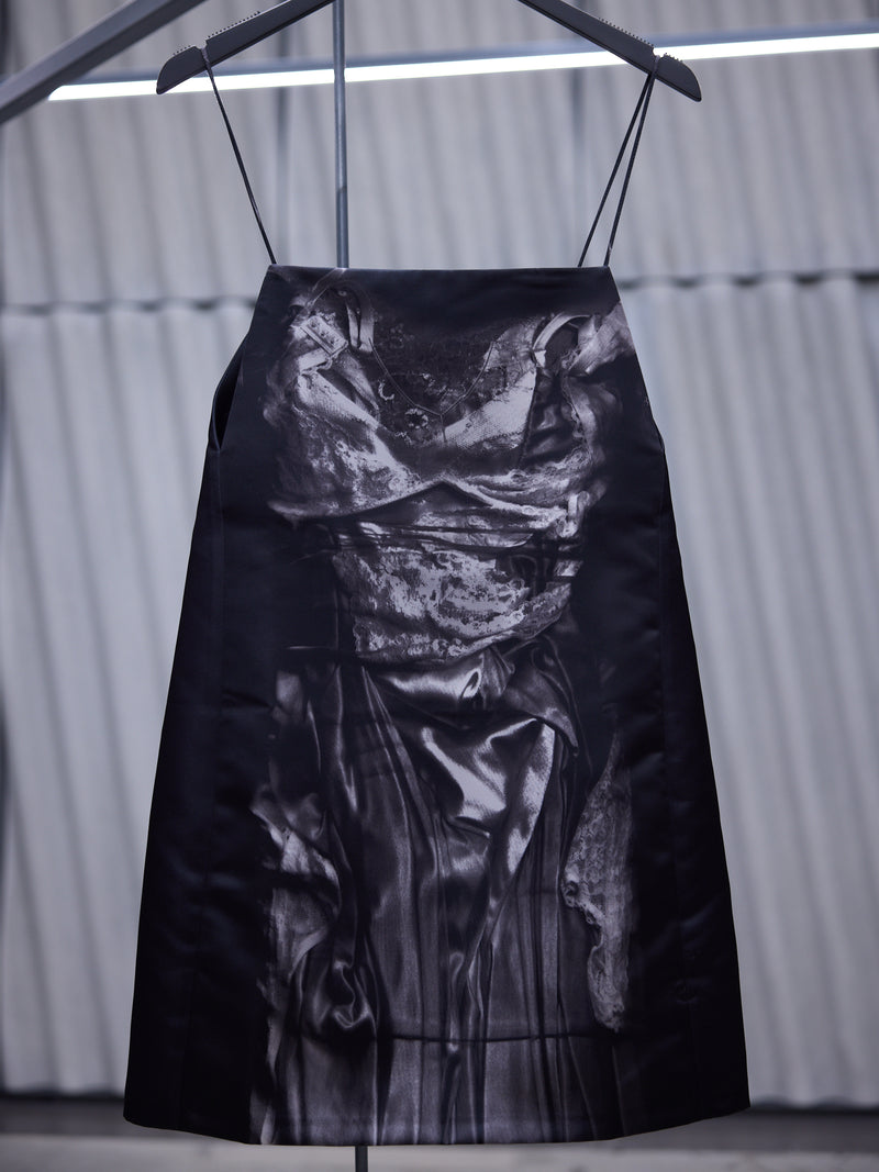 Black Compact Print Slip Dress (WDRESS124-S25-F468-BLACK)