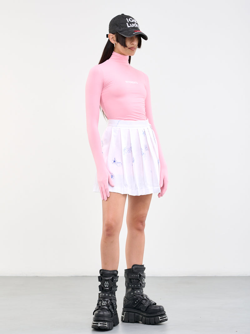 Pen Art Pleated Skirt (WE54SK260W-1203-WHITE)