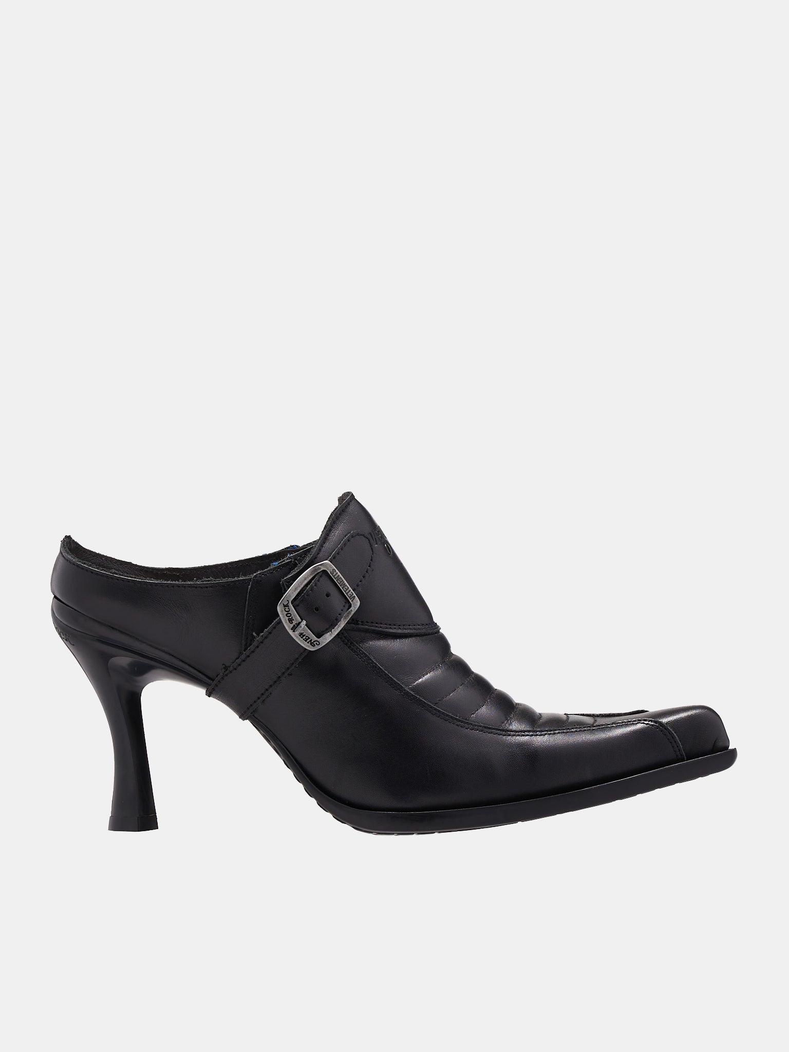 VETEMENTS X New Rock Moto Leather Mules - Black VETEMENTS X New Rock Moto Leather Mules - Black