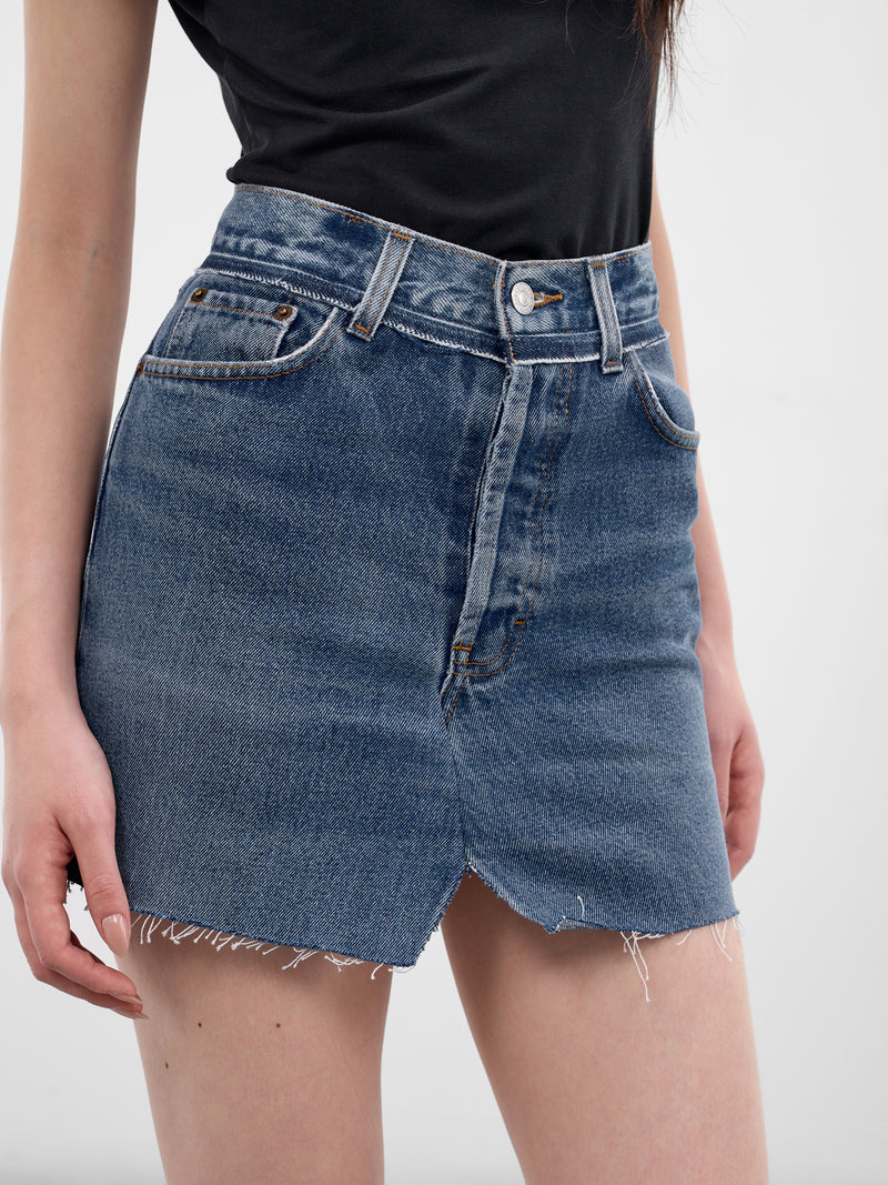 Blue Cut-Up Denim Mini Skirt (WE76DK347N3-VINTAGE-BLUE)