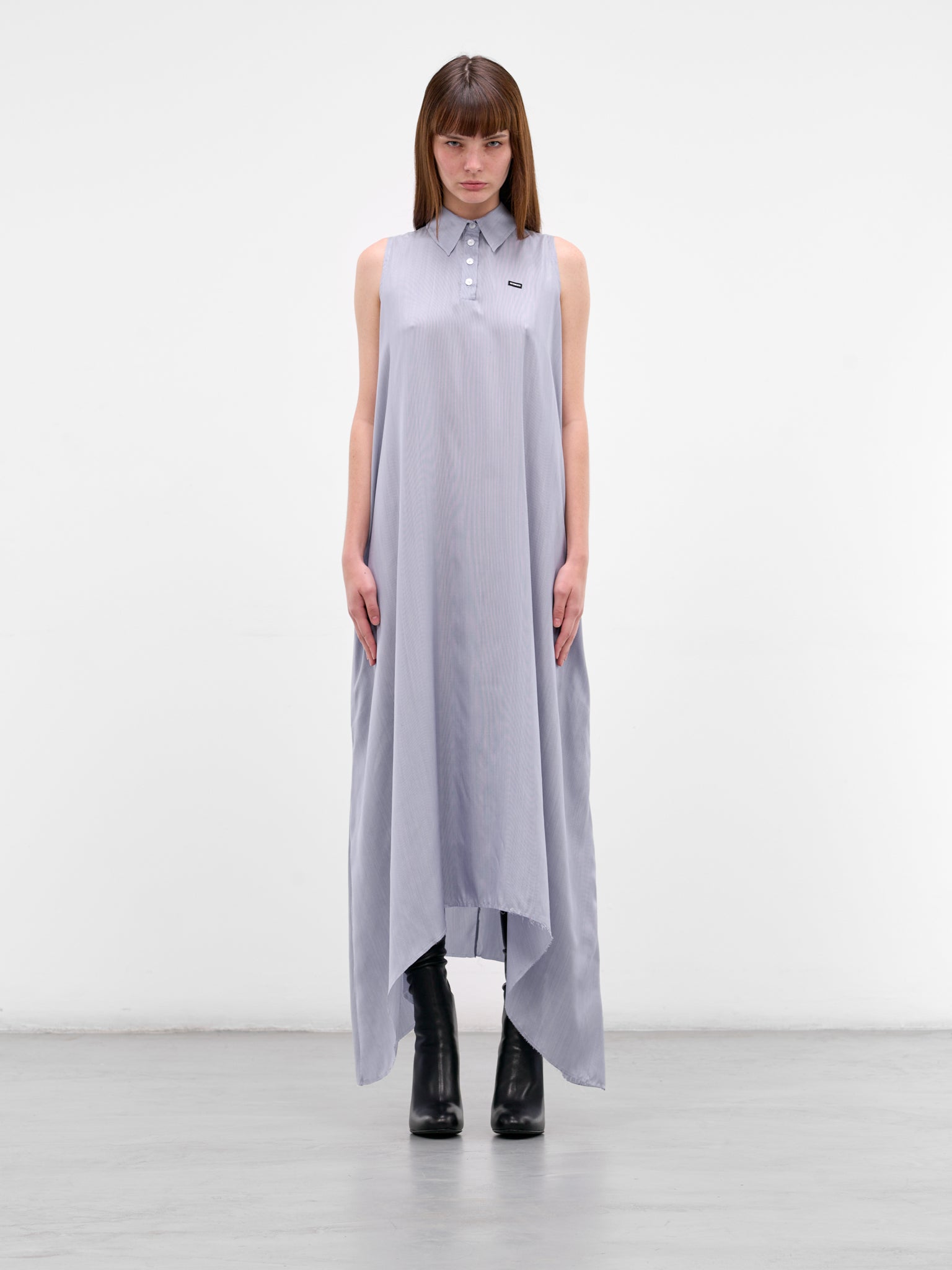 Gray Silk Polo Maxi Dress (WE76DR379N-BLUE)
