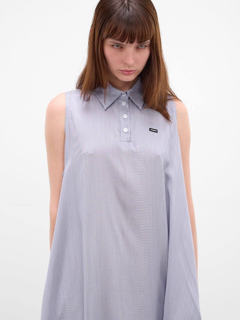 Gray Silk Polo Maxi Dress (WE76DR379N-BLUE)