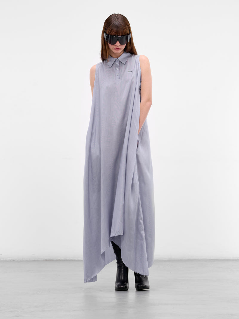 Gray Silk Polo Maxi Dress (WE76DR379N-BLUE)