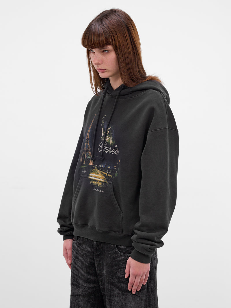 Black Molleton Paris Graphic Hoodie (WE76HD553B-BLACK)