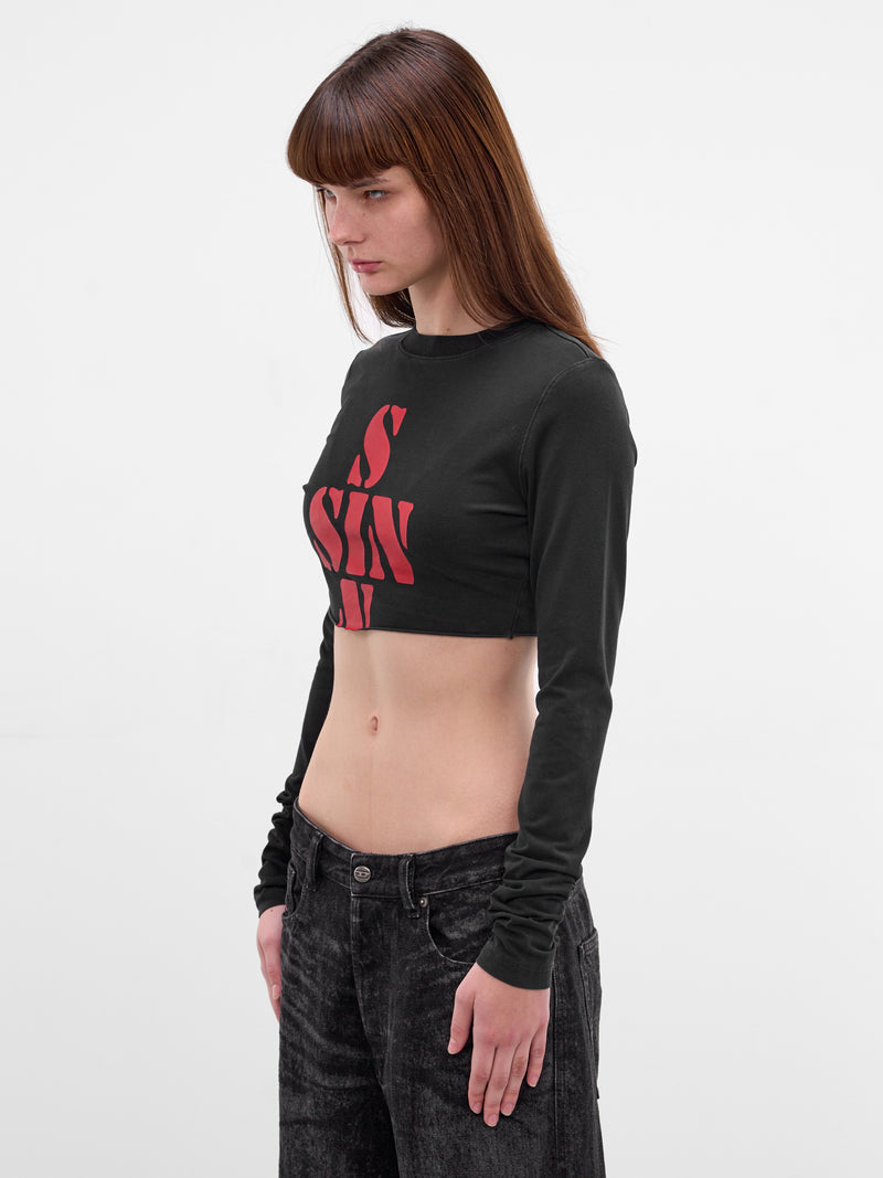 Black Sin Graphic Cropped Tee (WE76LS541B-BLACK)