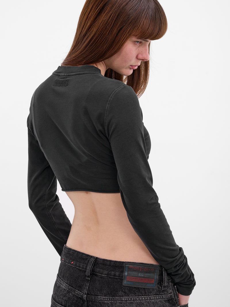 Black Sin Graphic Cropped Tee (WE76LS541B-BLACK)