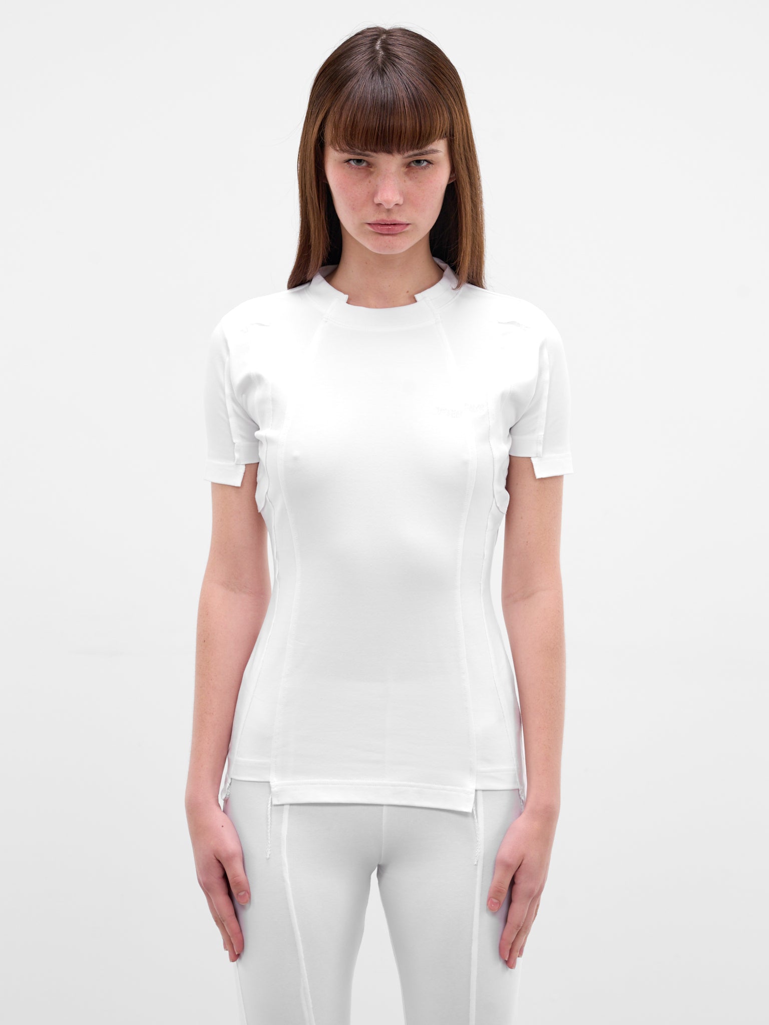 White Deconstructed Cut-Up Cotton Tee (WE76TR514W-WHITE)