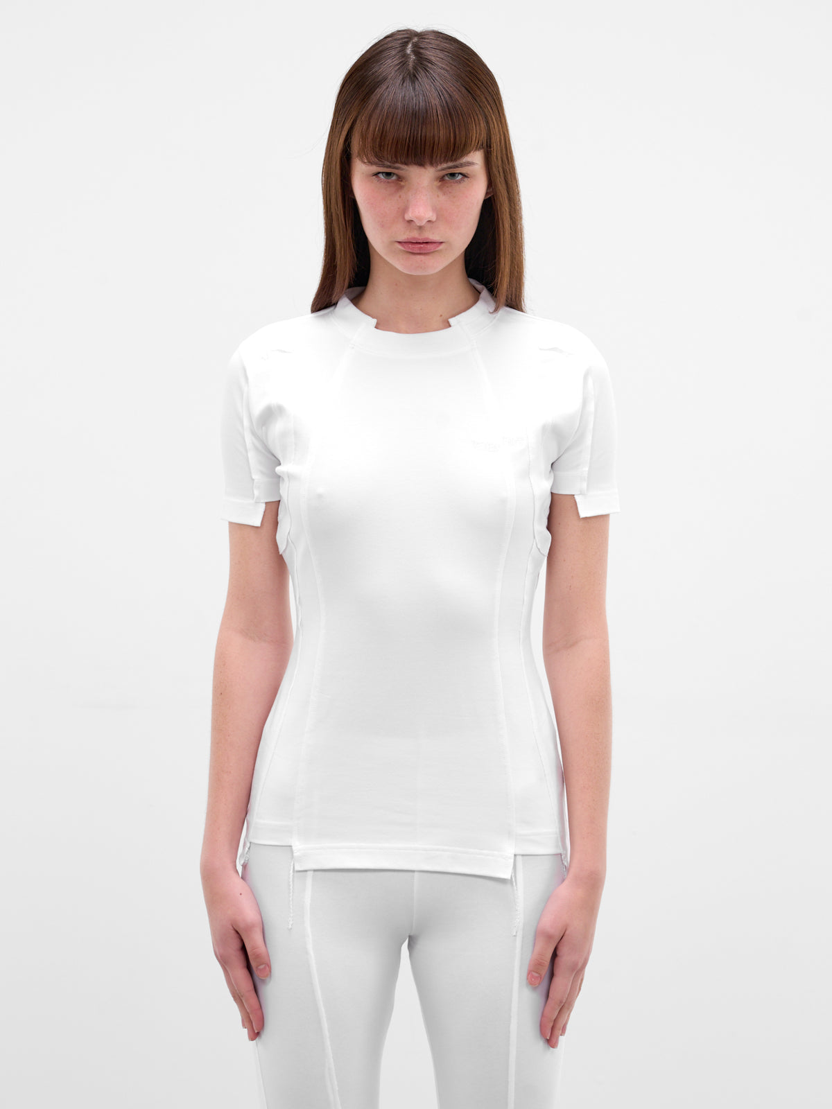 White Deconstructed Cut-Up Cotton Tee (WE76TR514W-WHITE)