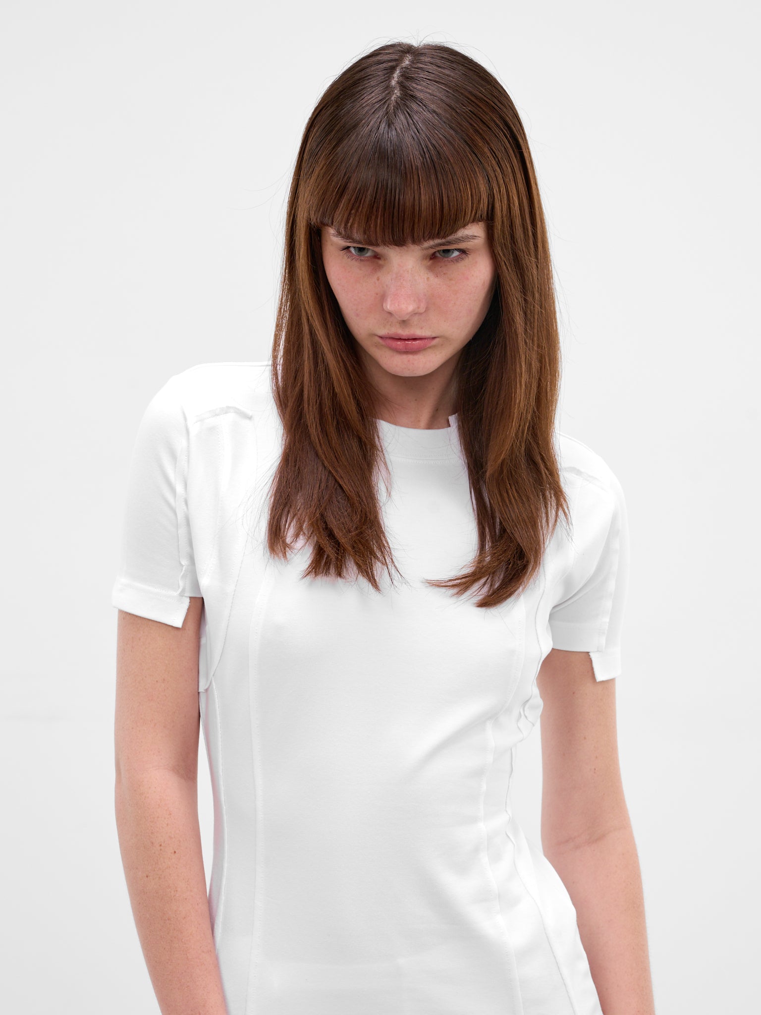 White Deconstructed Cut-Up Cotton Tee (WE76TR514W-WHITE)
