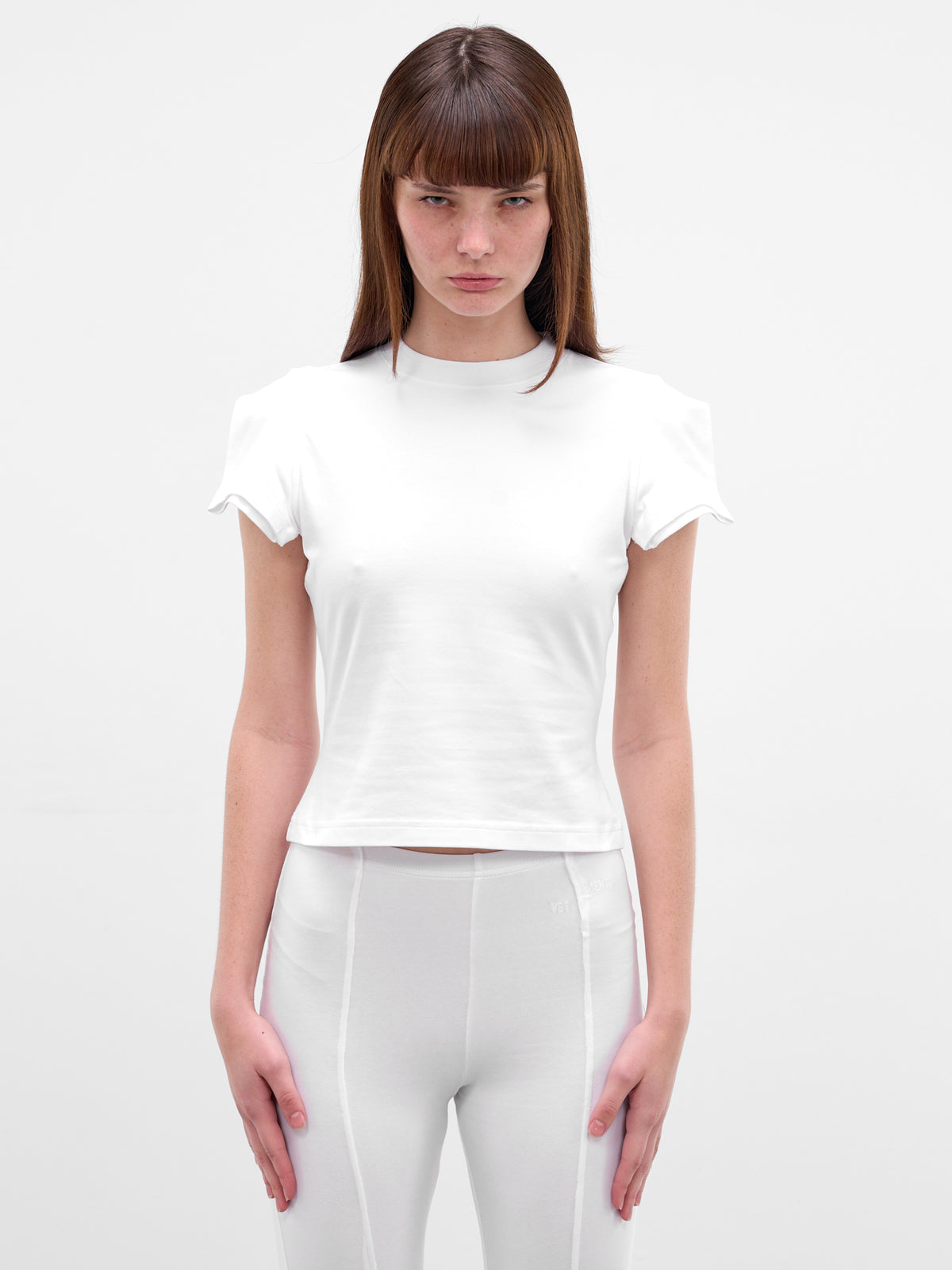 White Trompe L'oeil Sleeves Tank (WE76TR524W-WHITE)