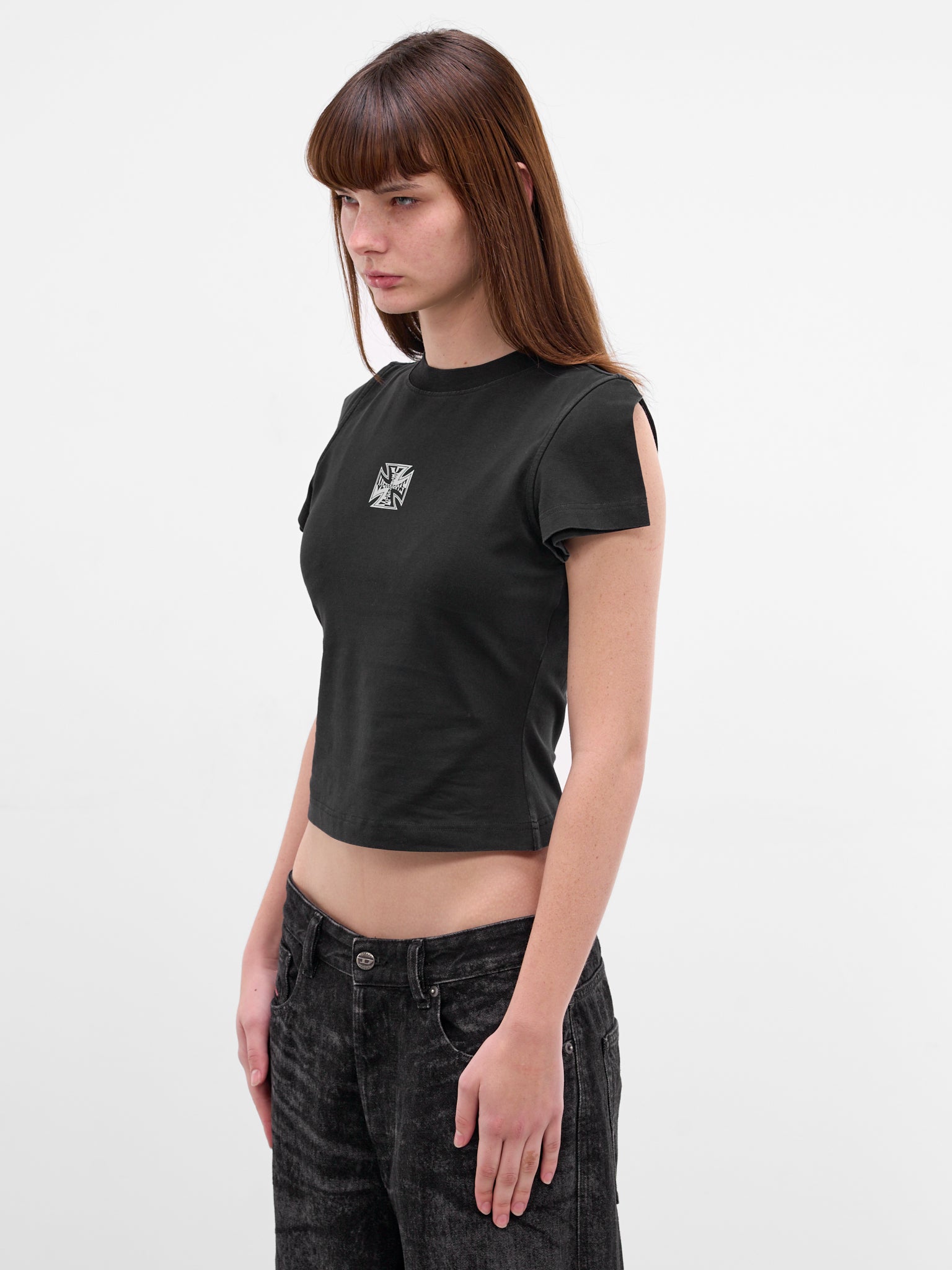 Black Trompe L'oeil Sleeves Tank (WE76TR527B-BLACK)