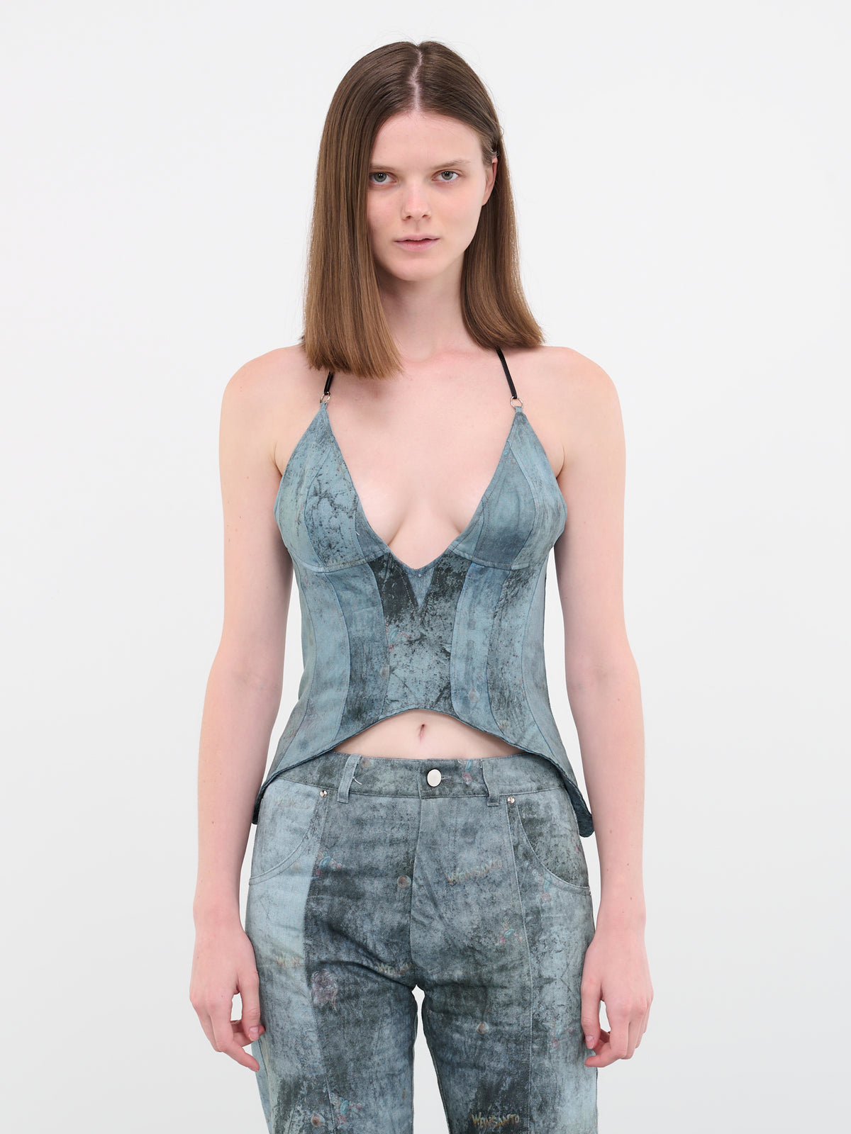 Distressed Bustier Top (WEI04T013-BLUE)