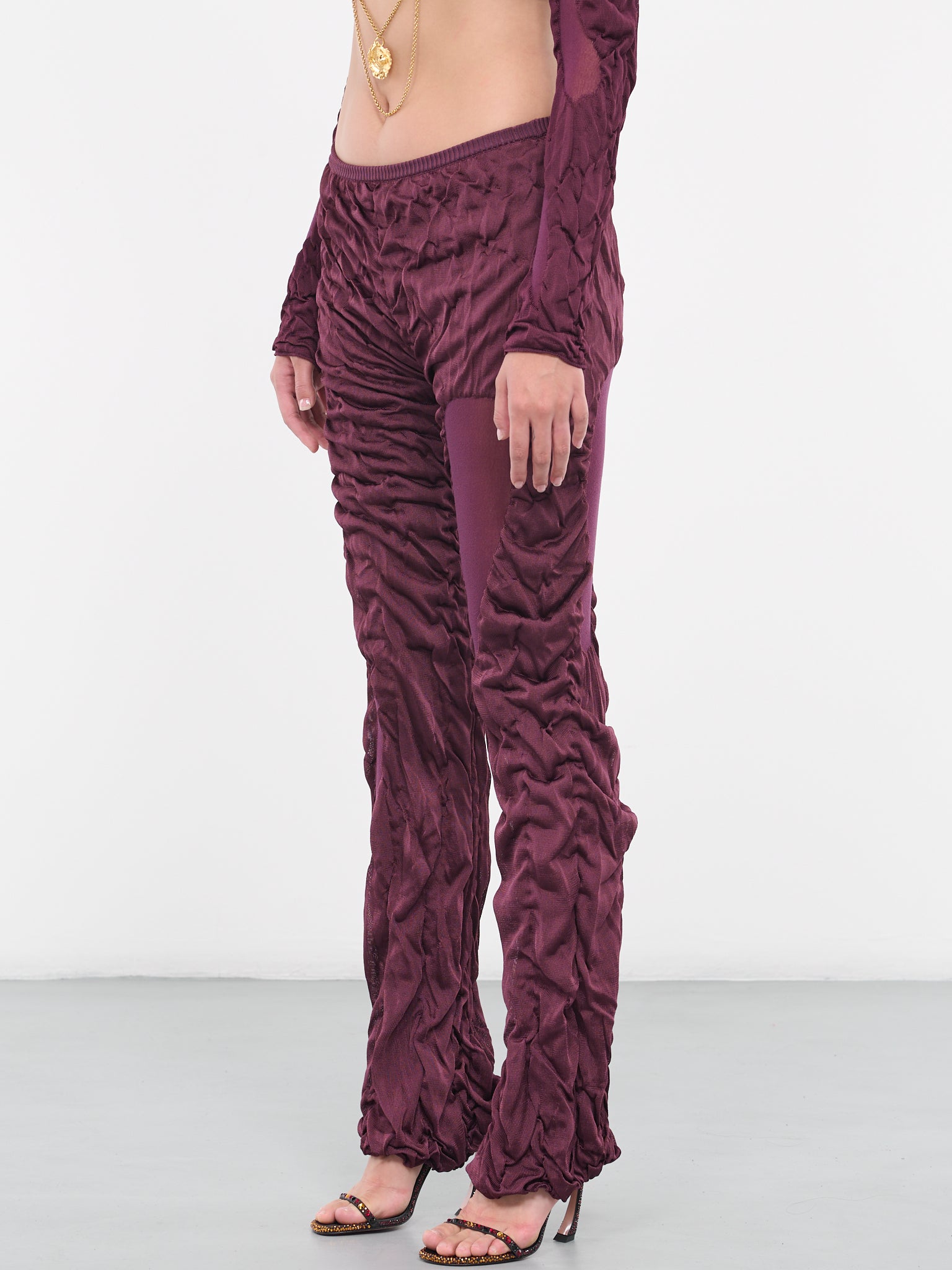 Wet Knit Trousers (WETLOOK-KNITTED-MAROON-PURPLE_