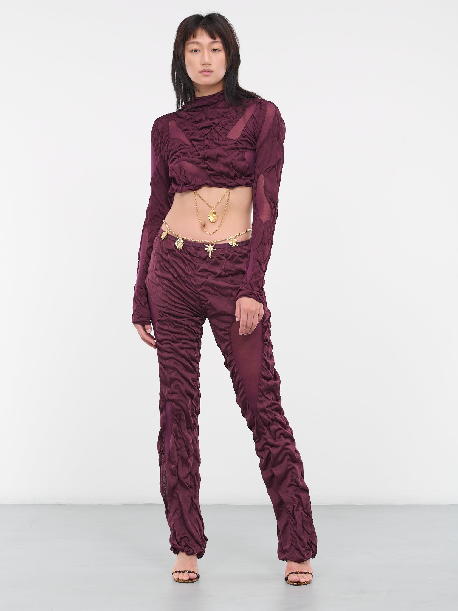 Wet Knit Trousers (WETLOOK-KNITTED-MAROON-PURPLE_