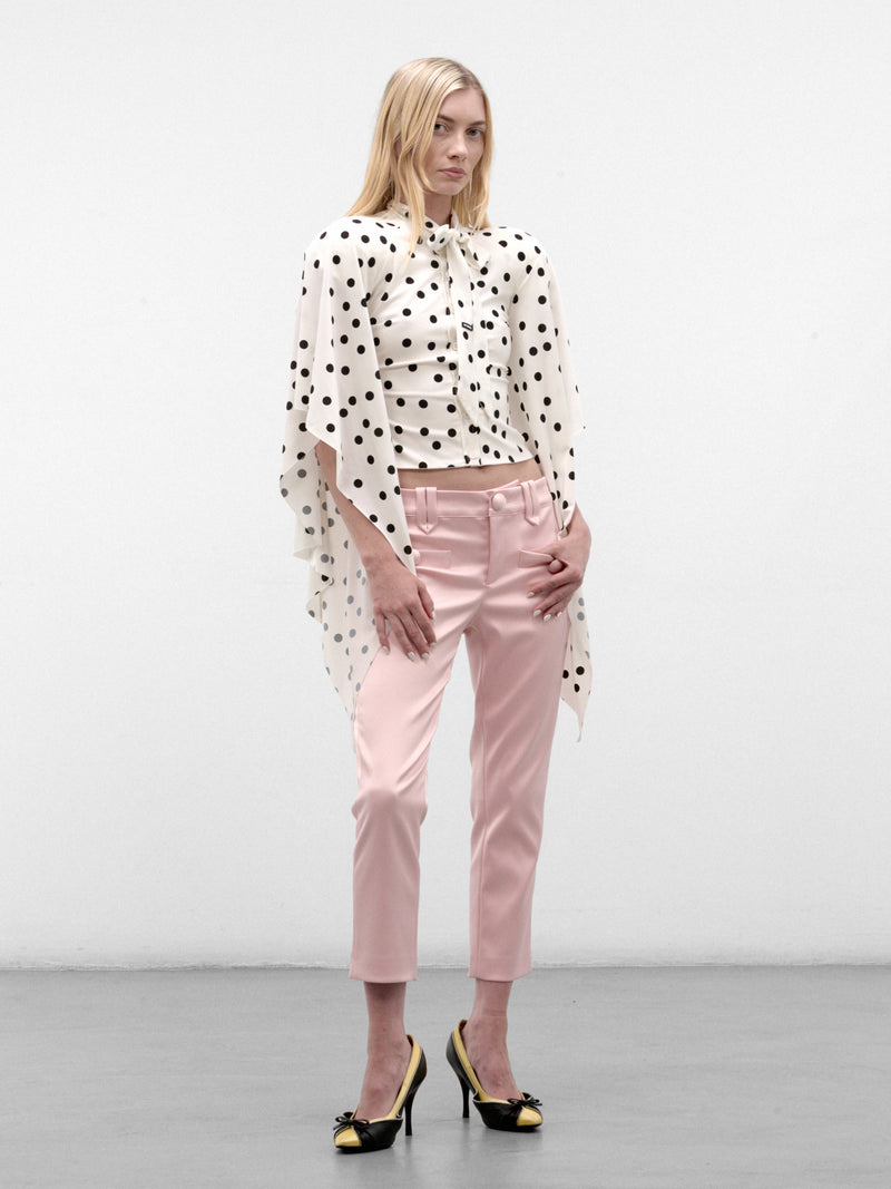 Round Shoulder Polka Dot Blouse (WH27BL133WD-WHITE-BLACK-POLKAD)