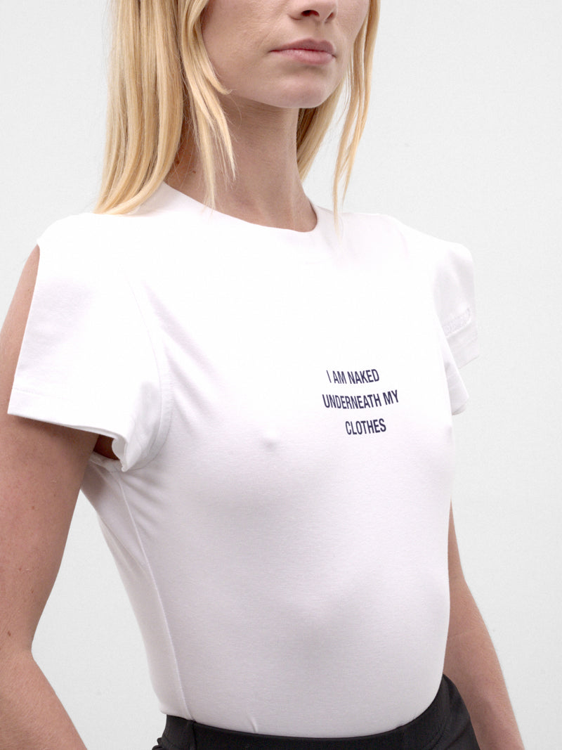 Padded Shoulder Naked Graphic Tee (WH27BO174W-WHITE)